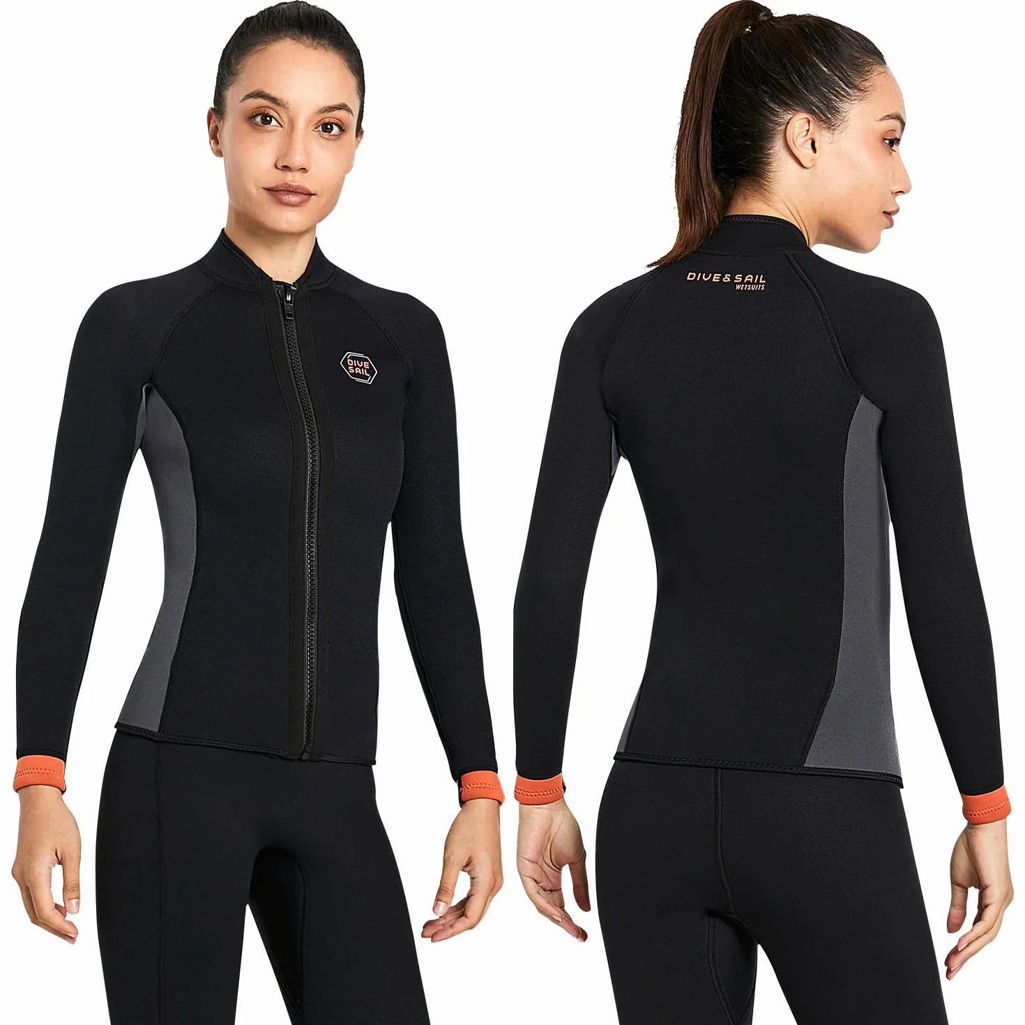 Muta in neoprene 3 mm per immersioni surf snorkeling uomo donna maniche lunghe cerniera frontale