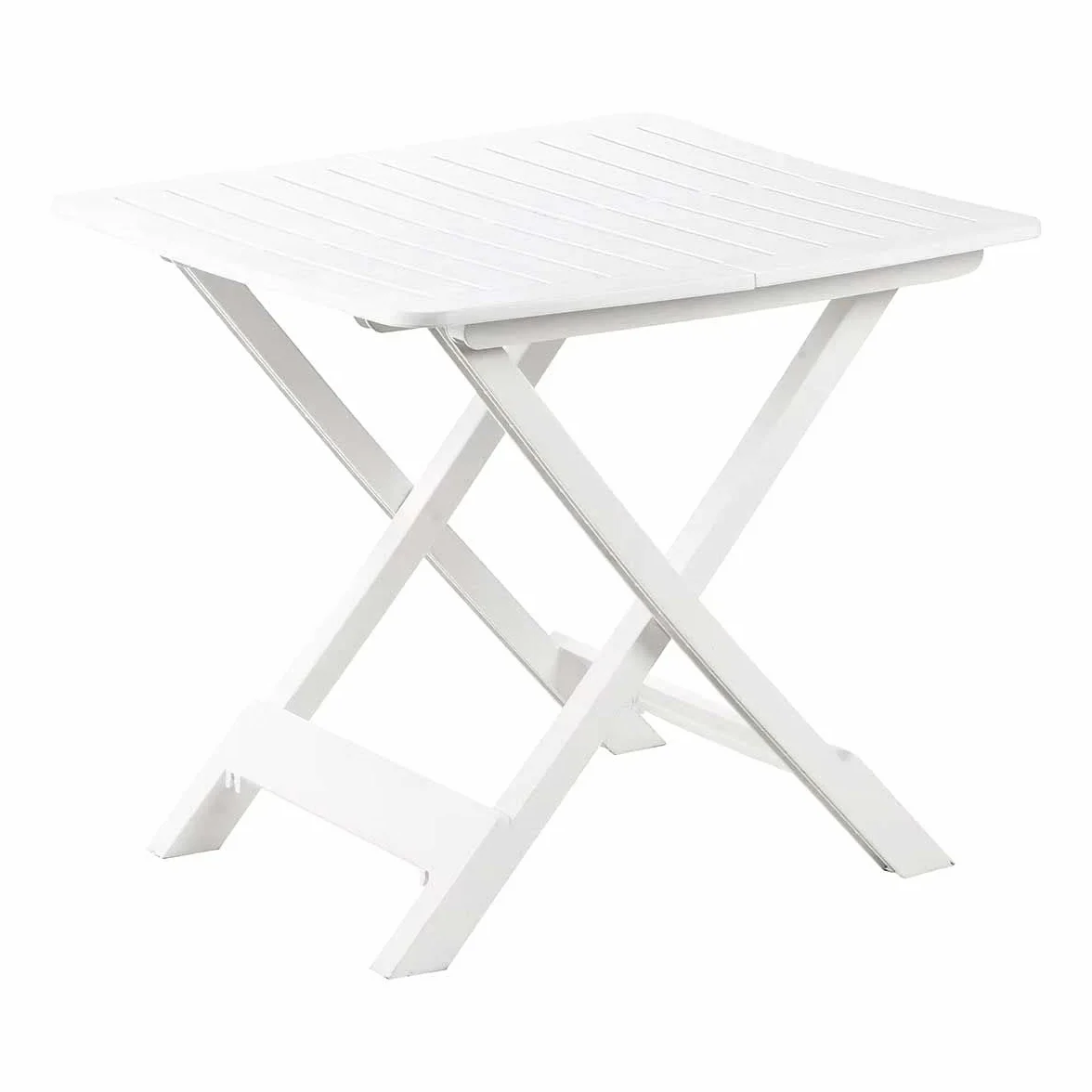 vidaXL Tavolo da Giardino Pieghevole Design a Doghe Bianco 79x72x70 cm Plastica
