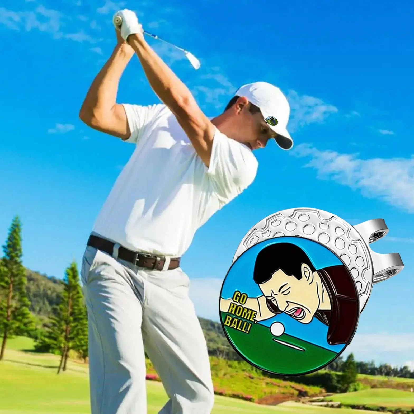 Set di 4 Pezzi Accessori da Golf Marcatori per Palline Happy Gilmore con Clip Magnetica per Cappello