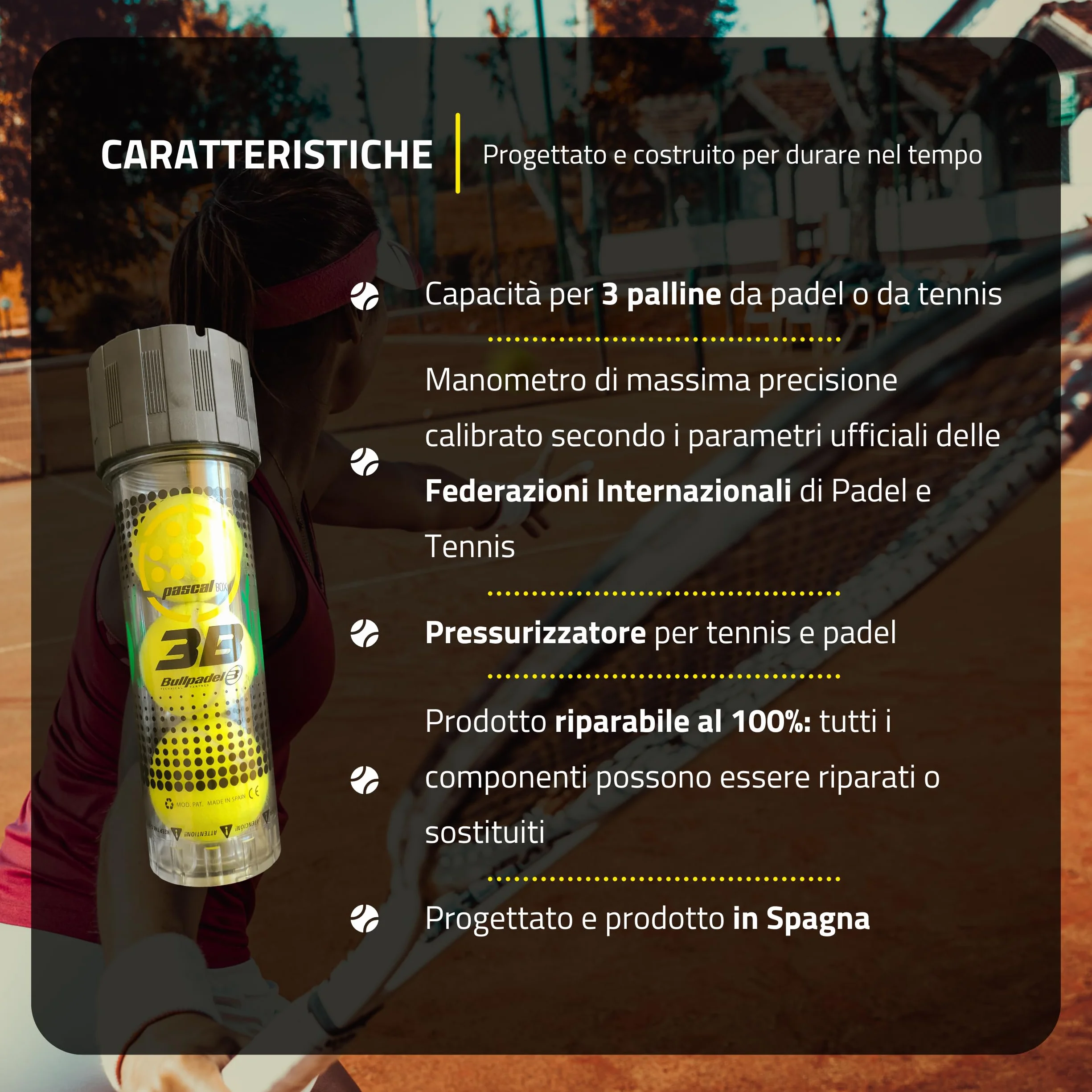 Pascal Box Pressurizzatore per palline da padel con pompa