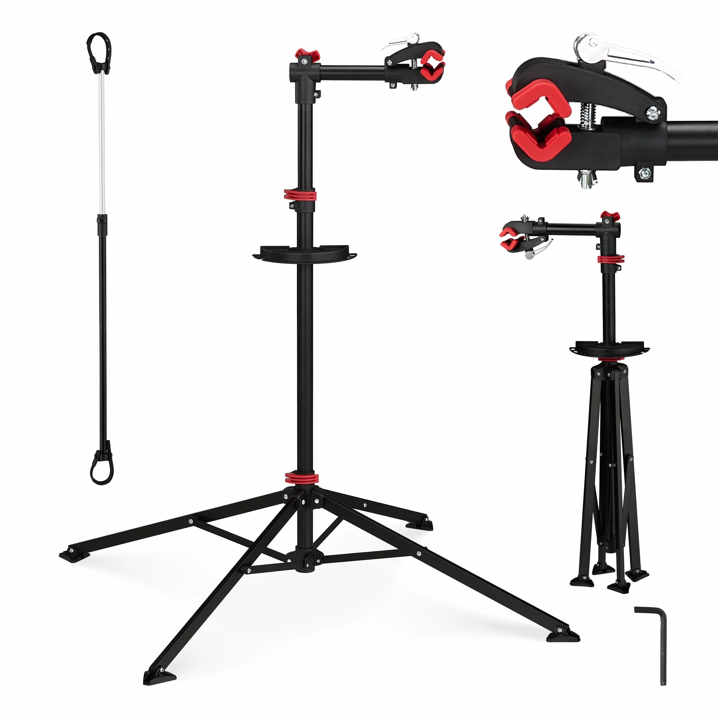 Relaxdays Supporto per Bicicletta, Stand Tripode da Riparazione, Acciaio, Nero