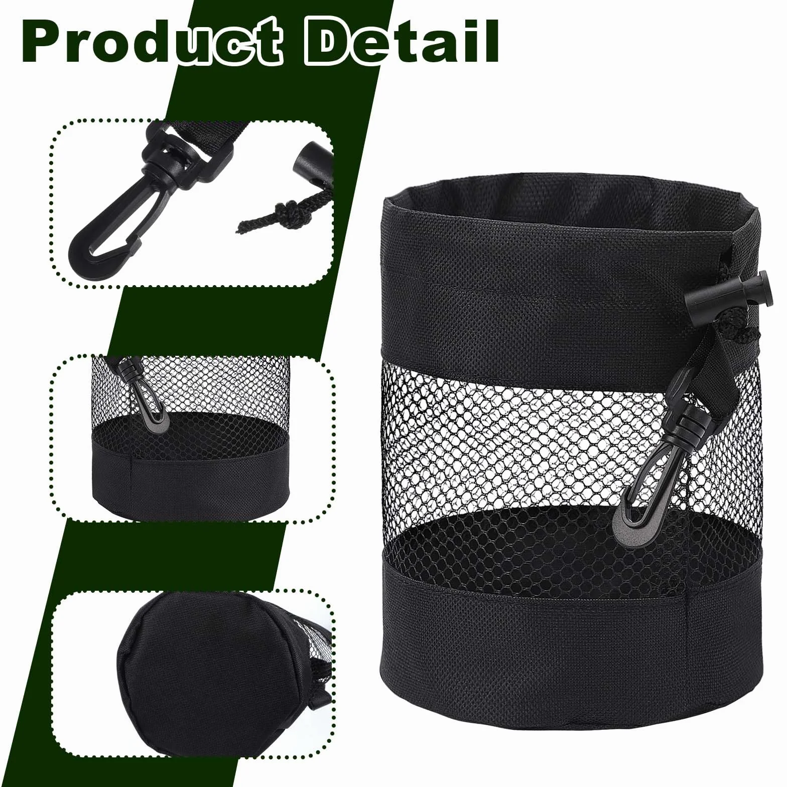 Grevosea Sacchetti per Palline da Golf in Rete di Nylon con Coulisse, Borsa Porta Palline, Accessori Golf Nero
