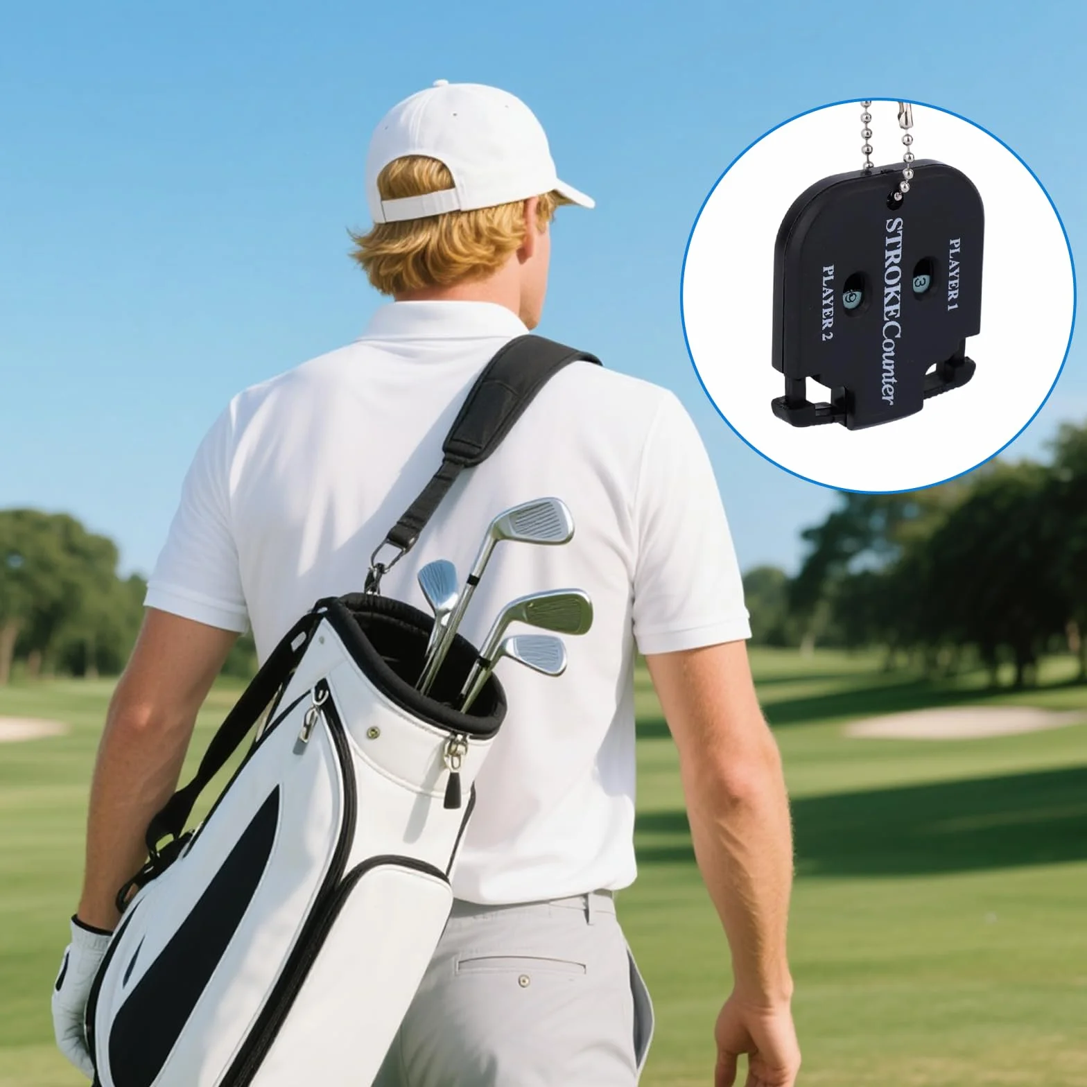 Contatori Colpi da Golf Segnapunti Portatile con Corda per 2 Giocatori Gare Allenamento