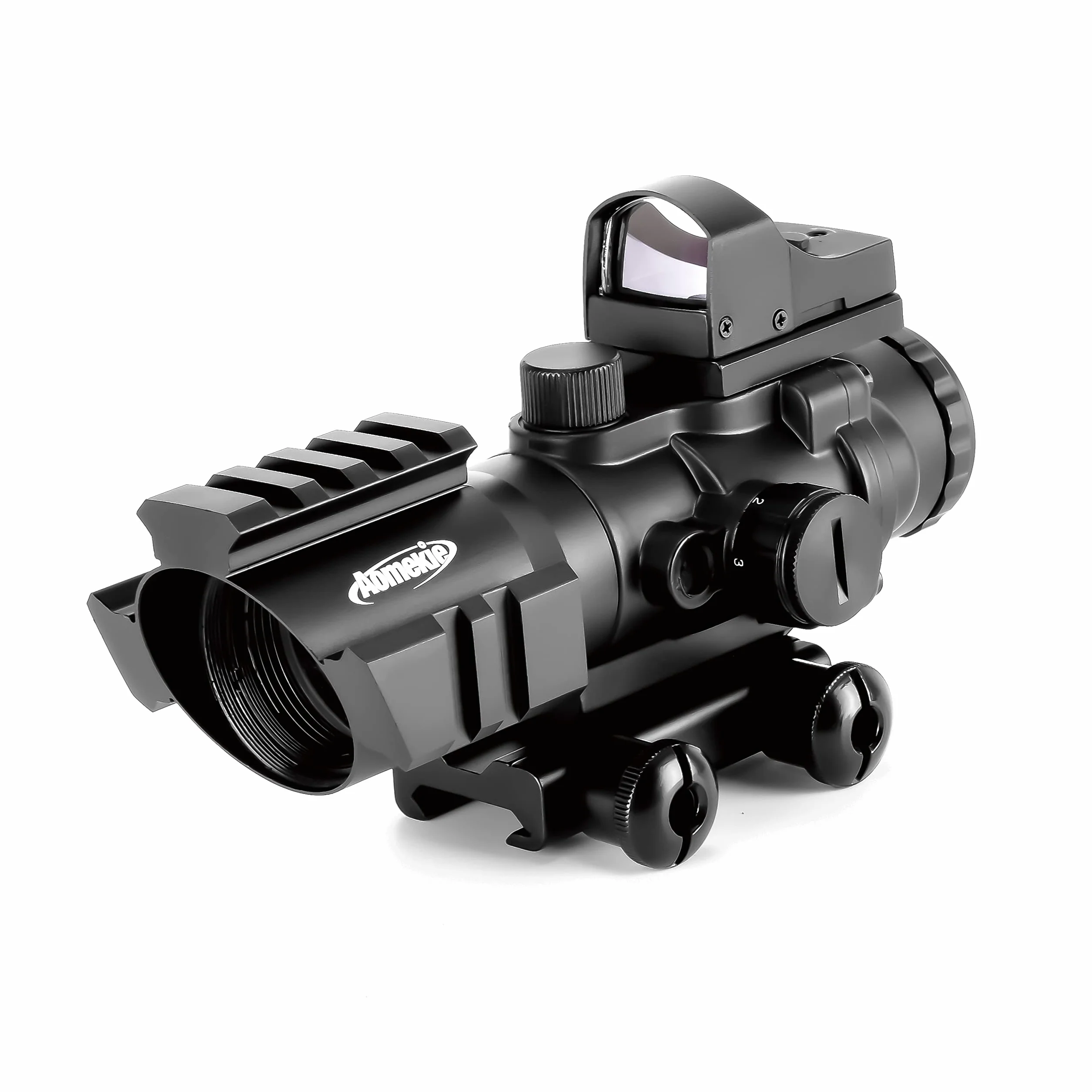 Mirino Olografico Combinato Aomekie 4X32 e Red Dot con Luminosità Regolabile per Guide Picatinny 20/22 mm