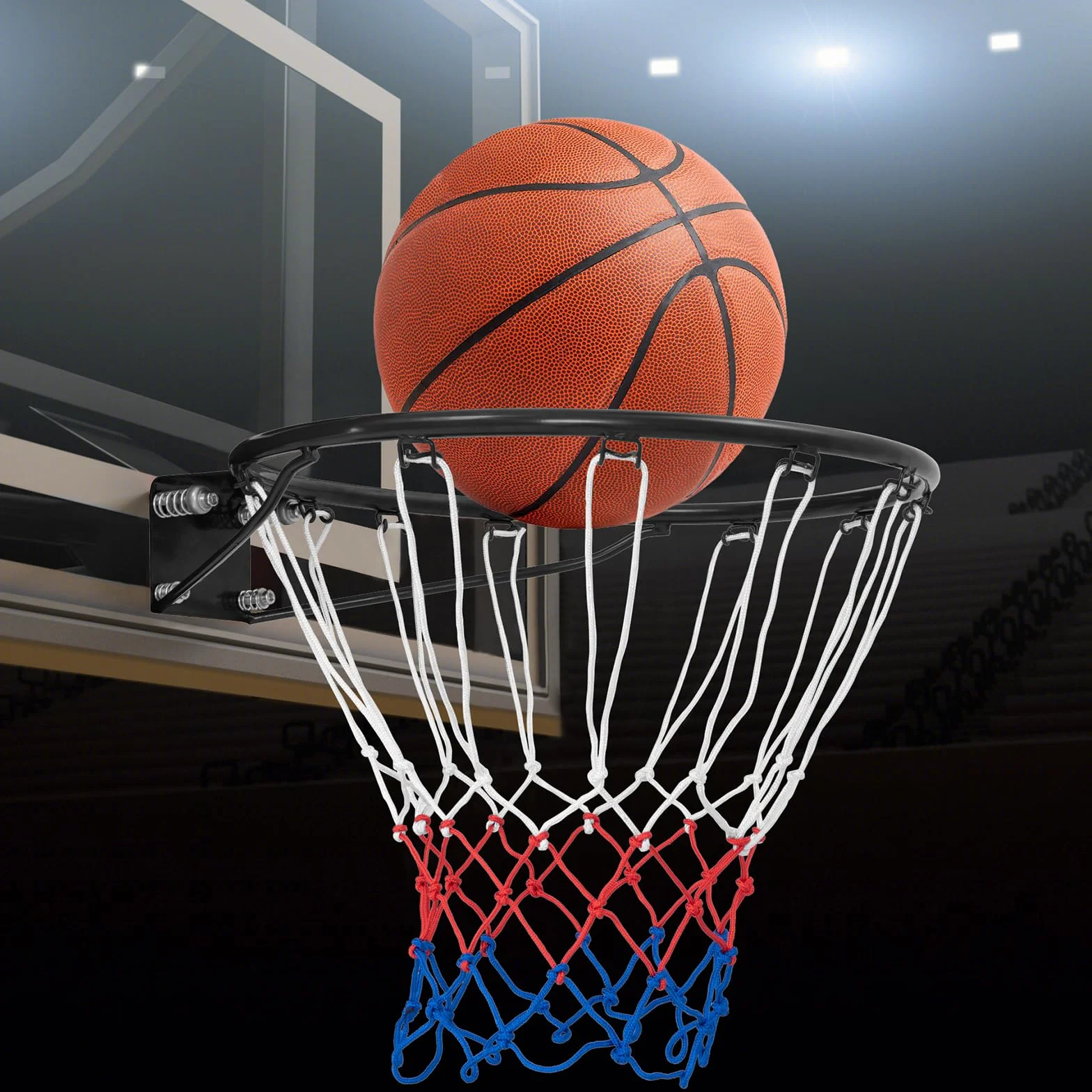 COSTWAY Canestro da Basket a Parete, Anello Pallacanestro con Rete Antipioggia per Bambini e Adulti