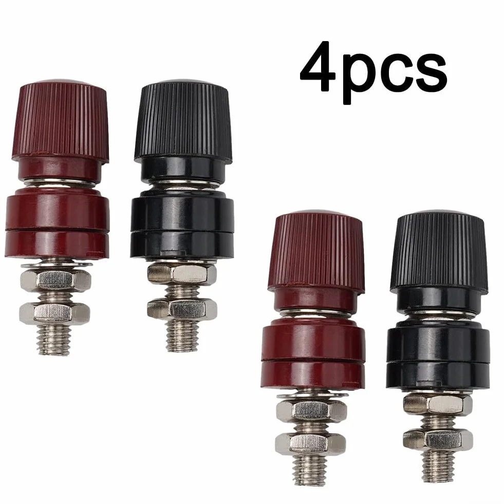 4 connettori maschio a vite 8 mm terminali in ottone isolati per batteria rosso + nero