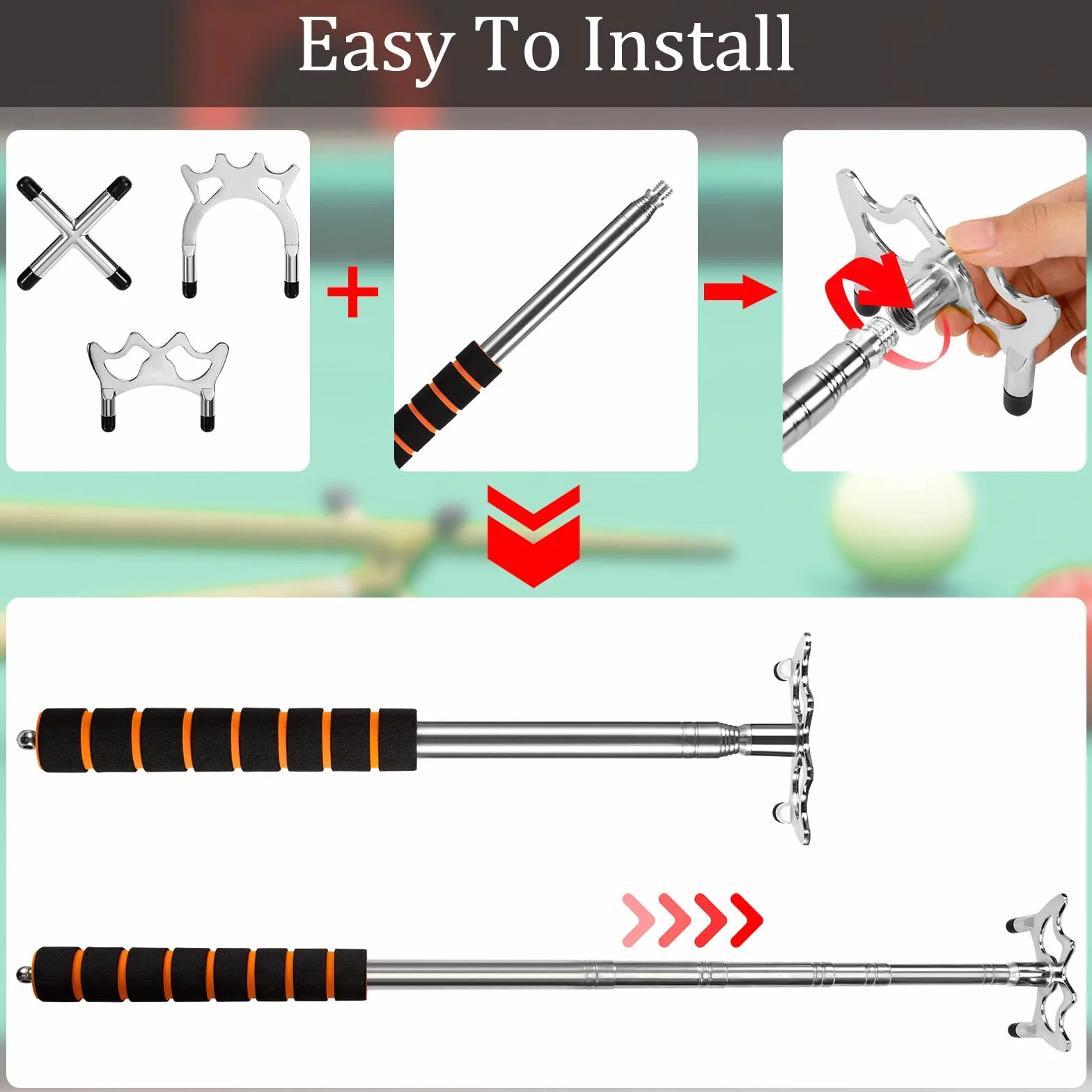 Stecca da biliardo retrattile 3 pezzi in ottone rimovibile accessorio per tavolo da biliardo snooker