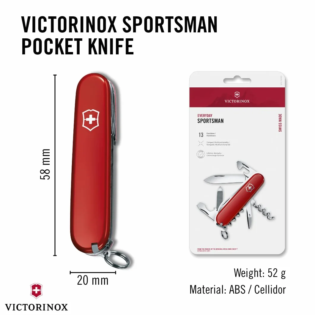 Victorinox Sportsman Coltello tascabile 13 funzioni lama cavatappi lima per unghie