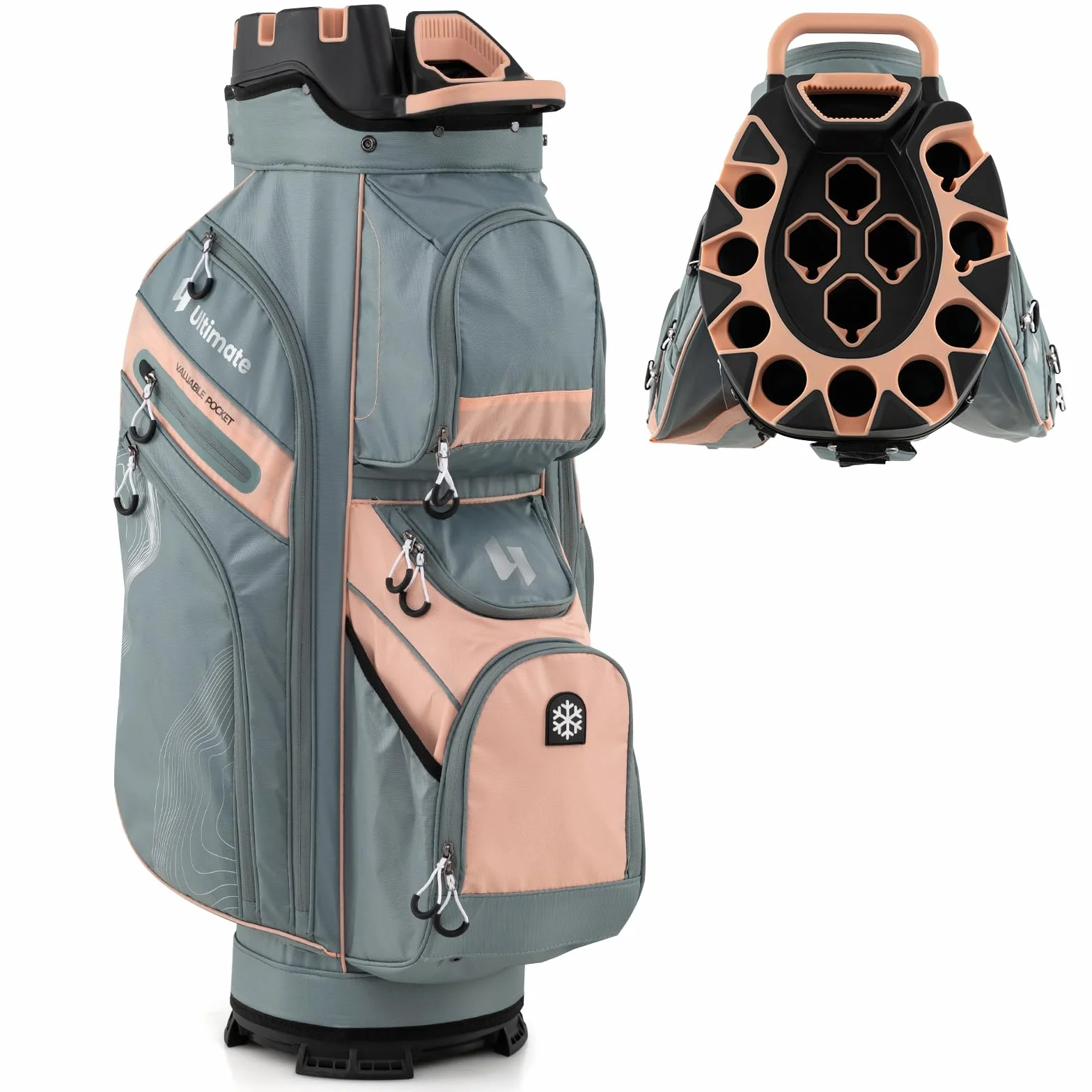 LIFEZEAL Borsa da golf con 14 divisori e 11 tasche portatile con cinghia e supporto ombrelli