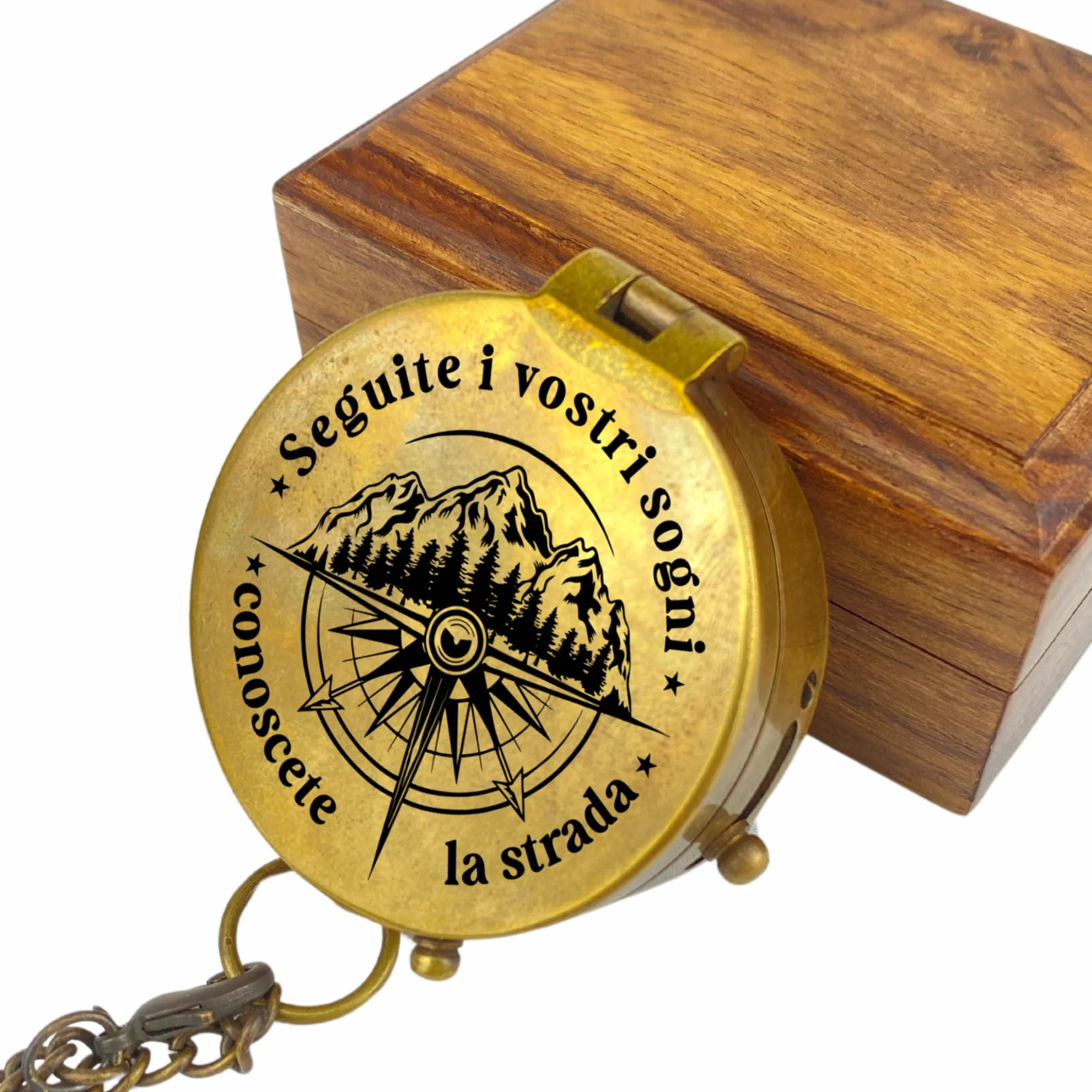 Personalizzata Bussola in Ottone con Incisione, Regalo