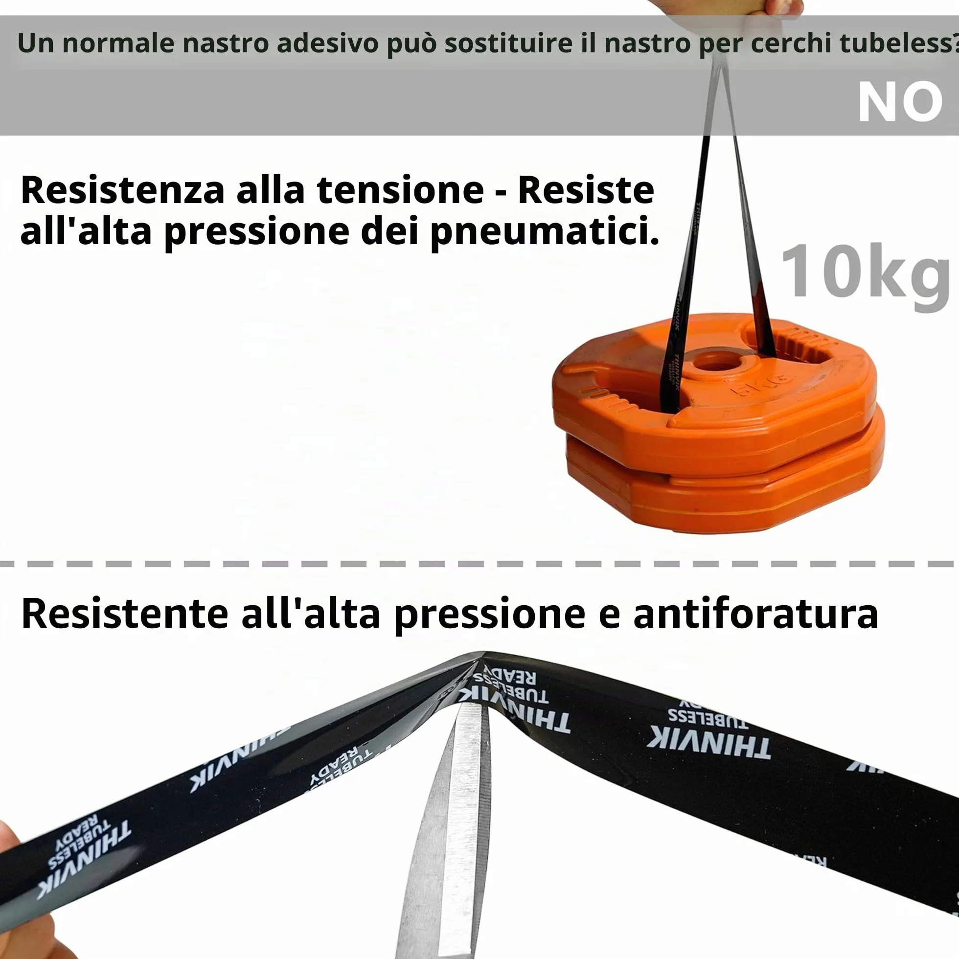 Nastro per Cerchi Tubeless 21-35 mm x 10 m per Bici MTB e Strada Cerchi in Carbonio e Lega