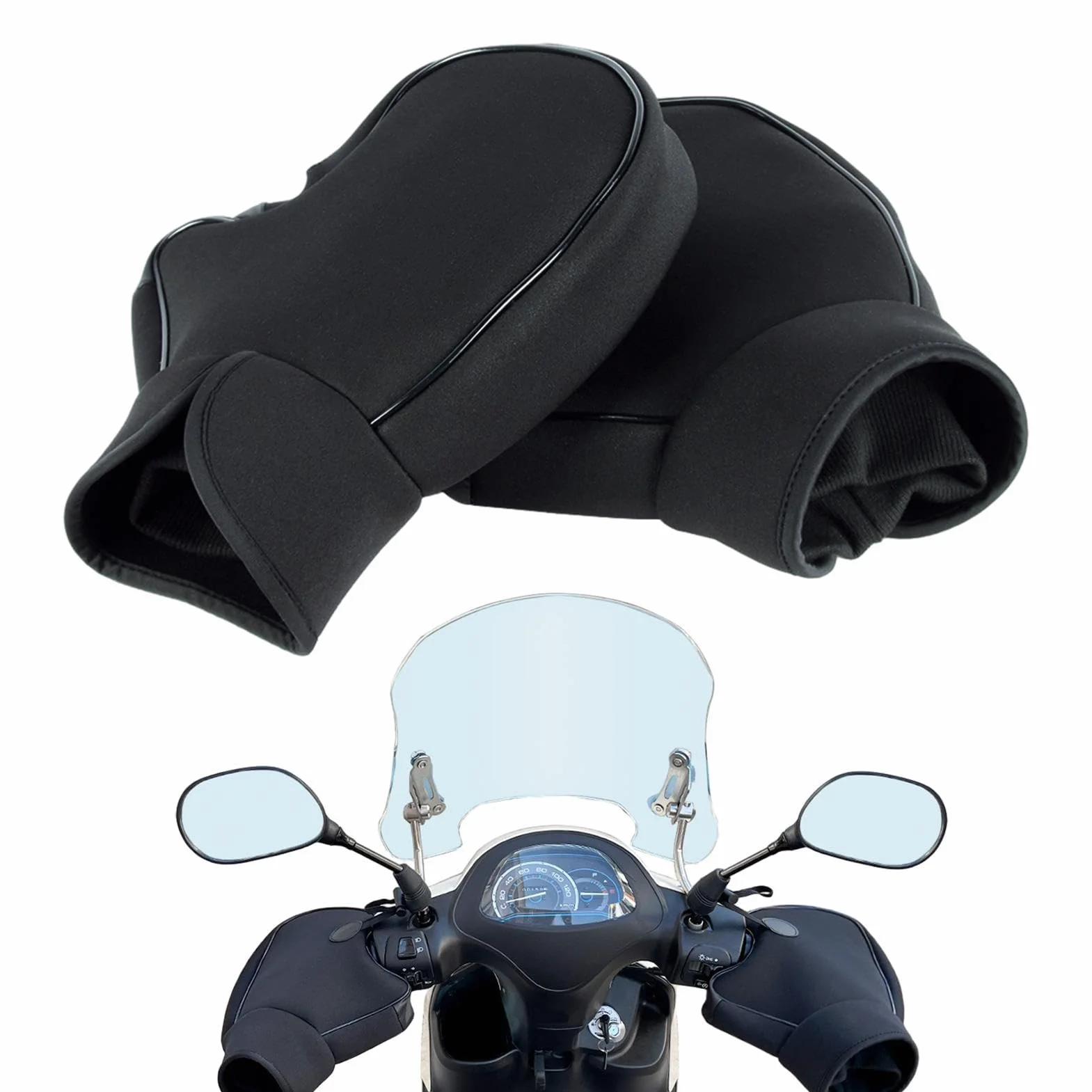 Scaldamani Invernali - Guanti Da Manubrio Per Moto Antivento | Termici Elastici Per Moto, Ideali Per Scooter E Motoslitte, Protezione Contro