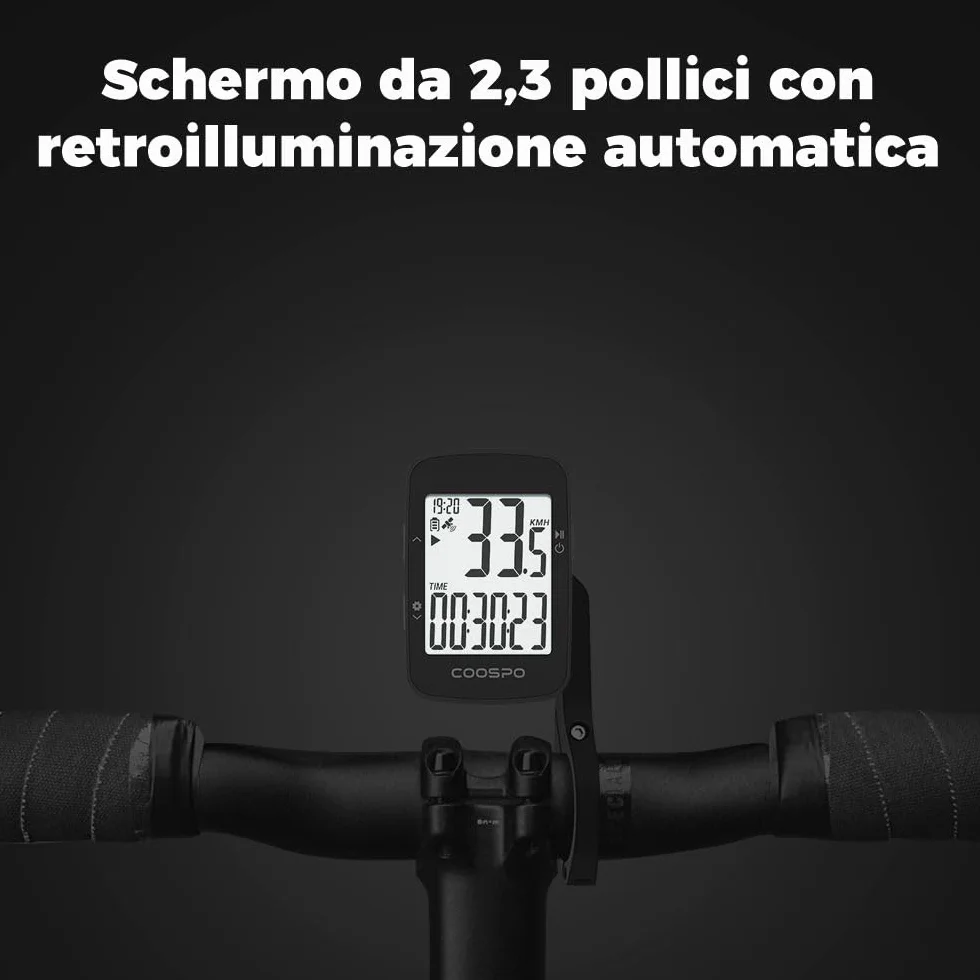 COOSPO Ciclocomputer GPS Senza Fili con Display 2.3" IP67 Impermeabile