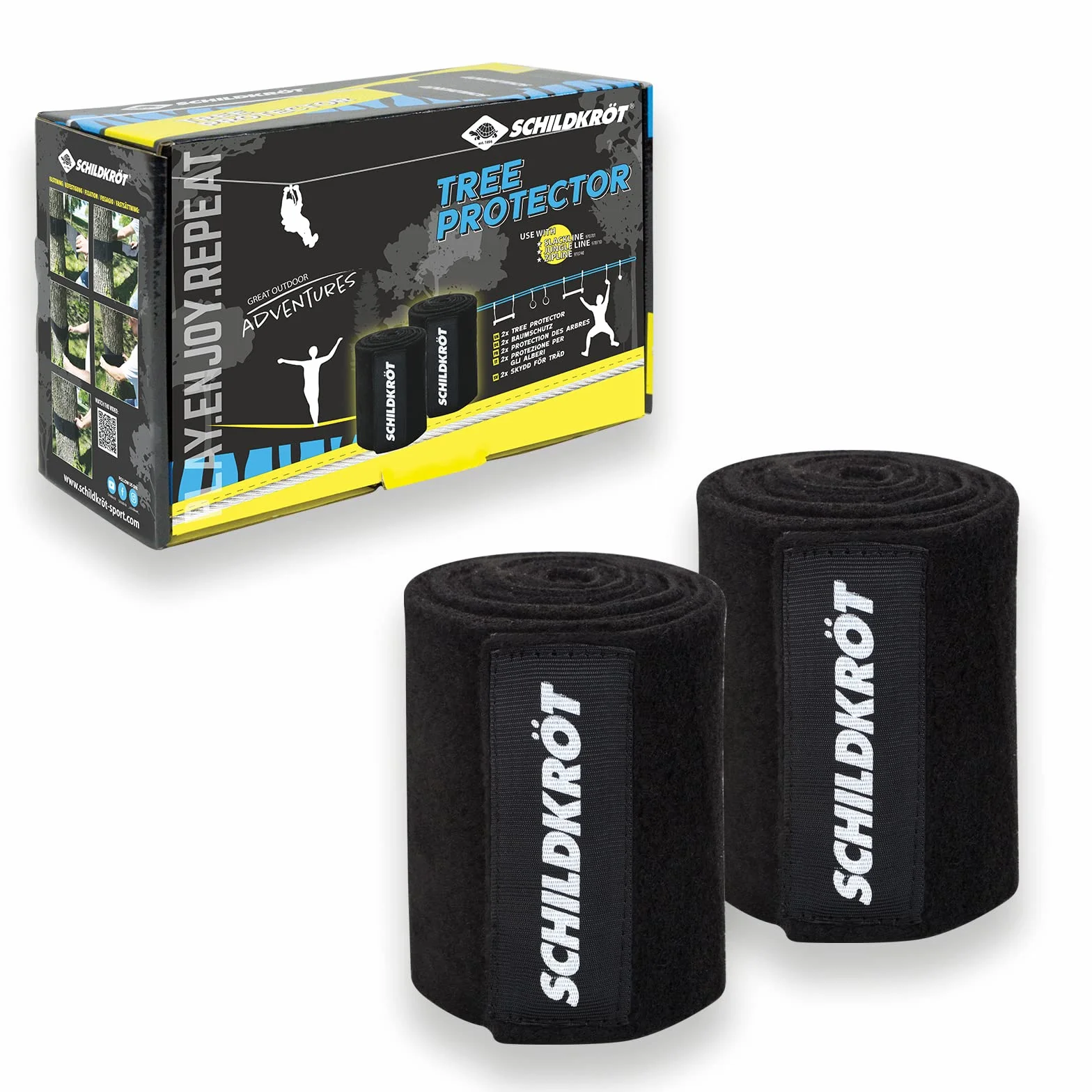 Schildkröt Protezione per Alberi Slackline Zipline Set Completo 2 Alberi XXL Velcro