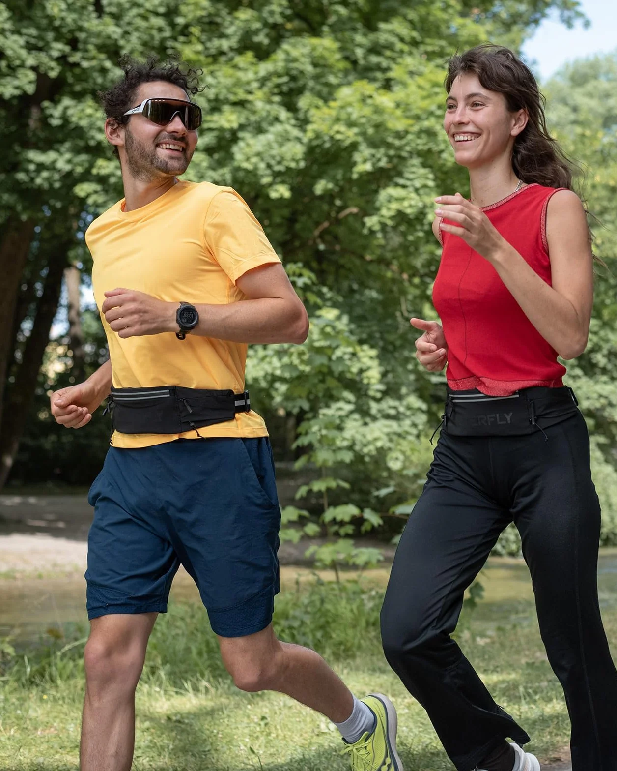 WATERFLY Marsupio Running Cintura da Corsa con Chiusura a clip per Cellulare 3 Tasche Jogging Sportivo