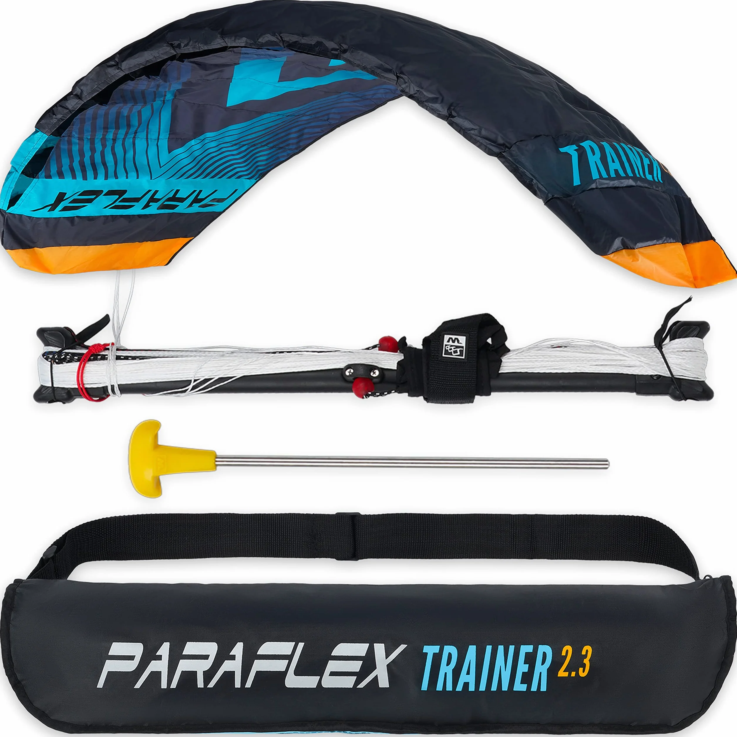 Wolkenstürmer Paraflex Trainer Tappetino per lo sterzo 3 l 2.3 turchese Aquilone 230 cm con barra di allenamento Kite Windtrainer