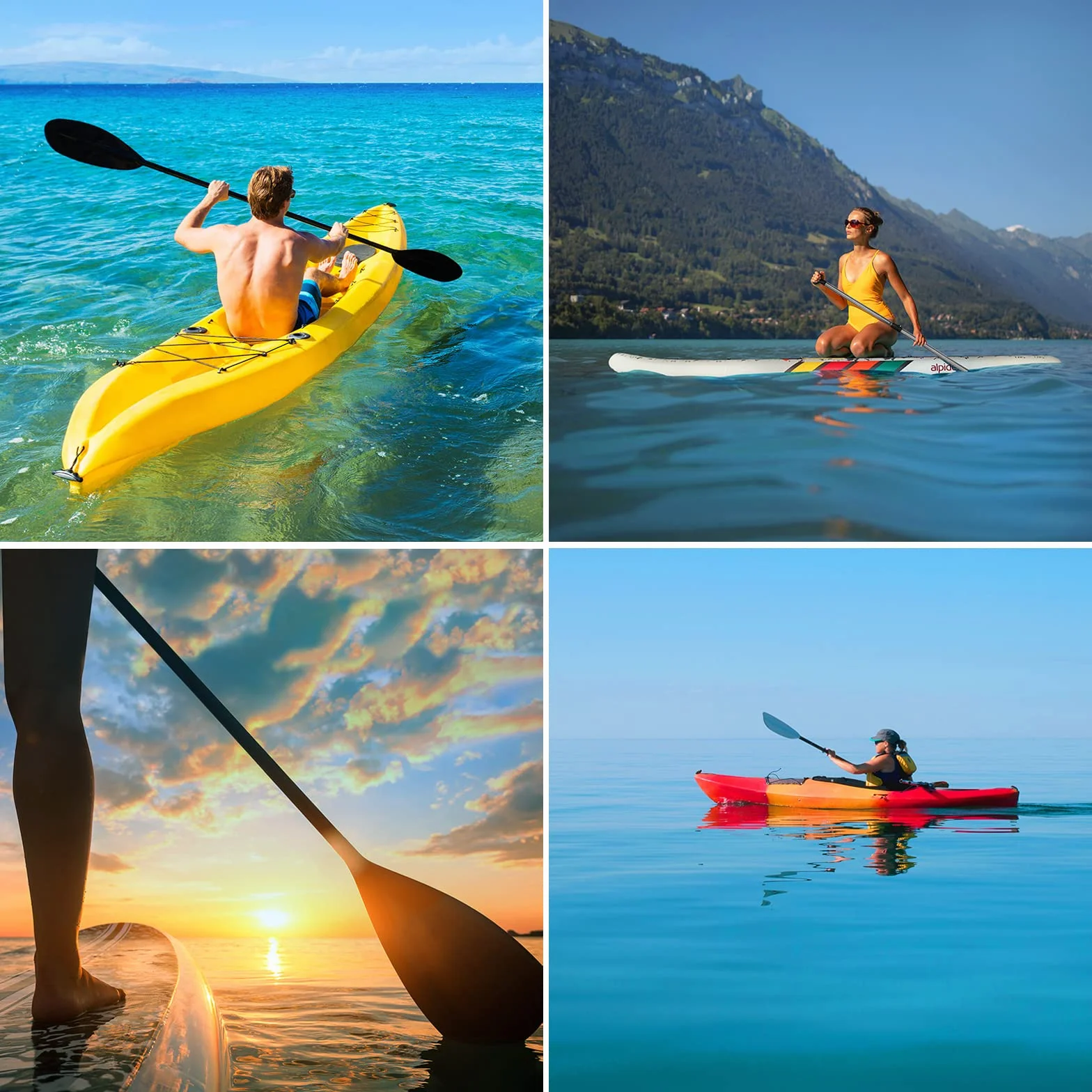 ALPIDEX Pagaia Doppia SUP Kayak Canoa Stand Up Paddle Regolabile 160-207cm Aluminiowa