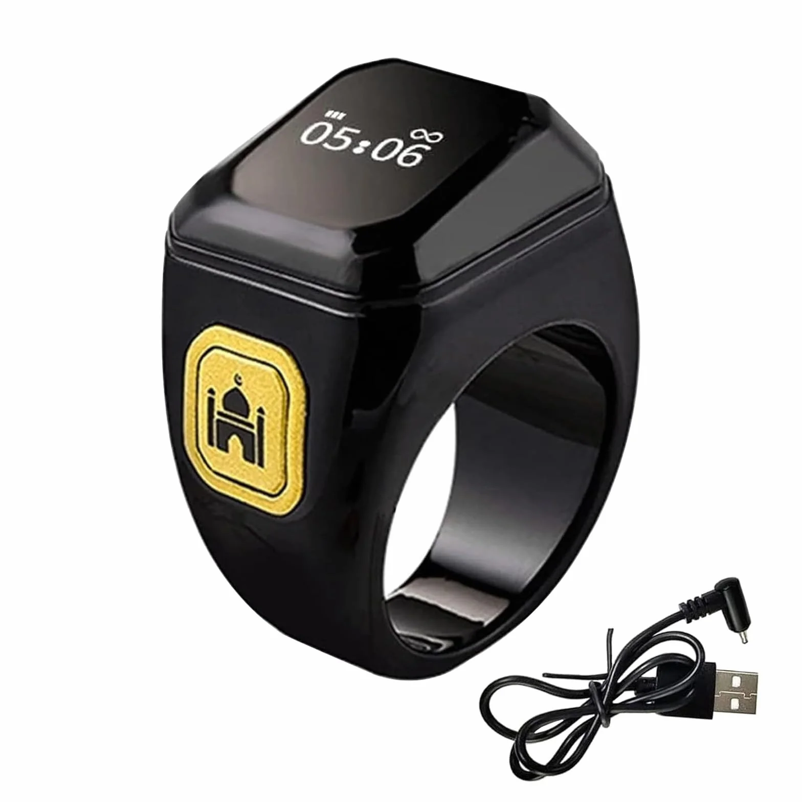 Tasbih Smart Tally Anelli 22 mm Ricaricabile Contatore Preghiera Display OLED Nero