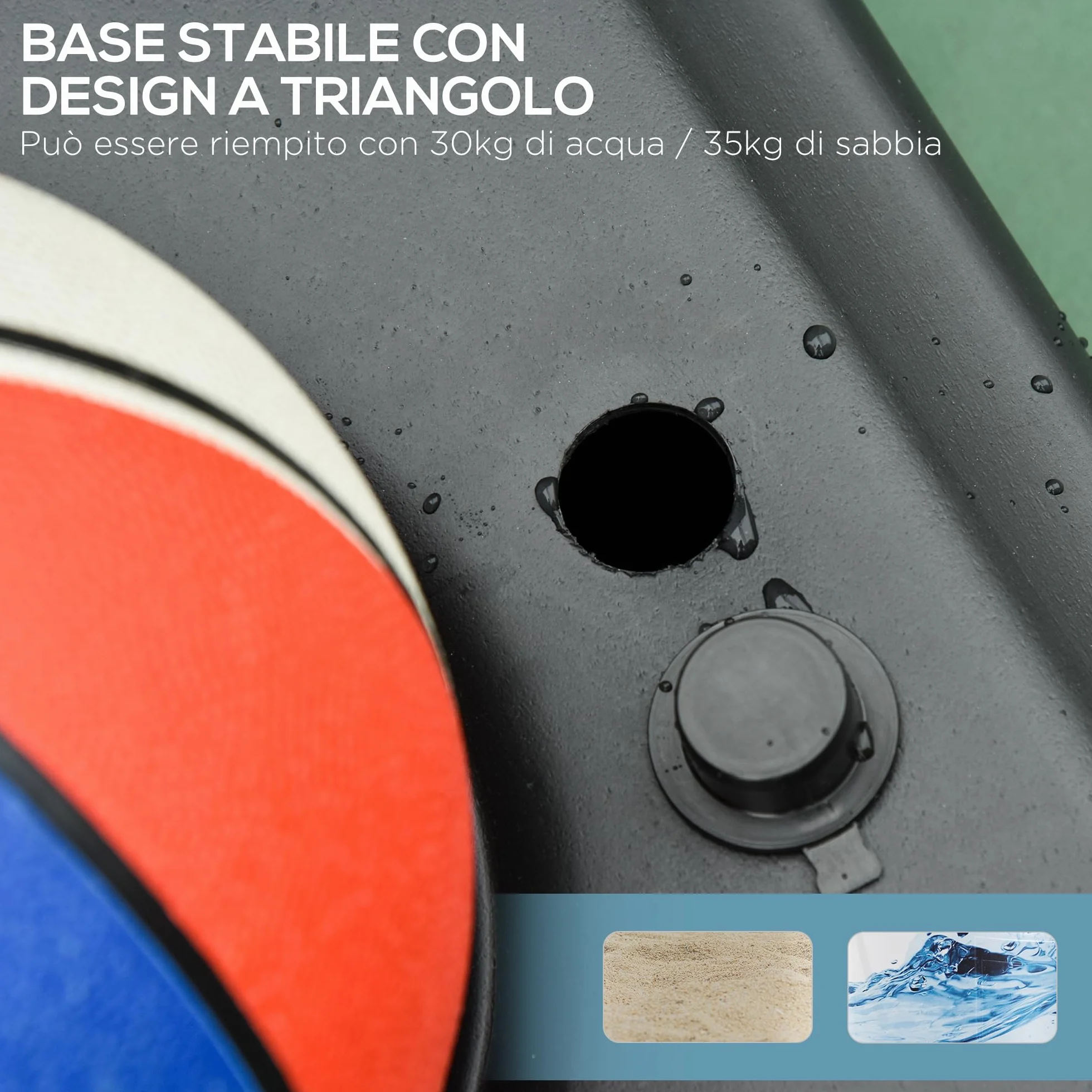HOMCOM Canestro da Basket da Esterno in Acciaio Regolabile 73x49x194-249 cm