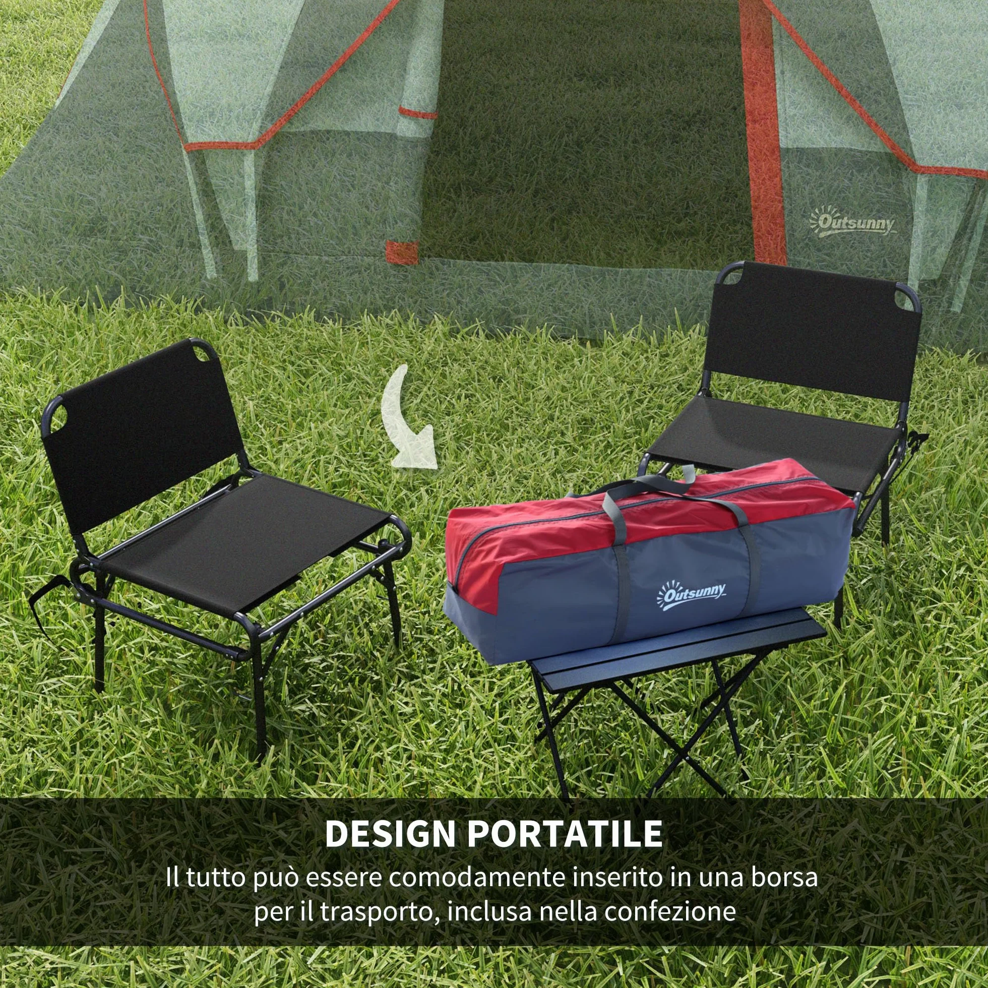 Outsunny Tenda da Campeggio 4-6 Posti Idrorepellente 3000mm Protezione UV, Tenda Famigliare Finestre Pali Fibra di Vetro 4.55x2.3x1.8 m