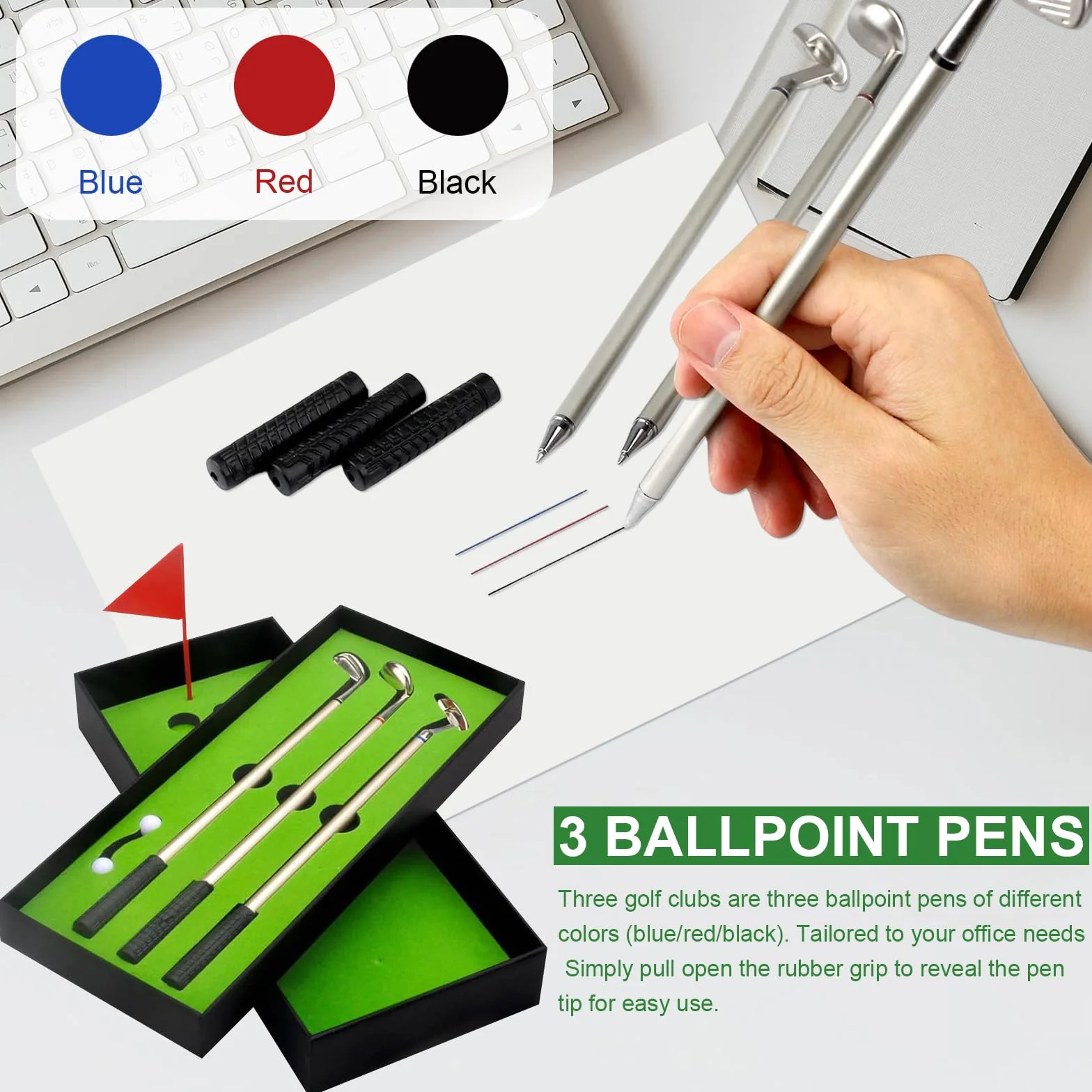 Set di Penne da Golf con Bandierina e 2 Palline, 3 Bastoncini
