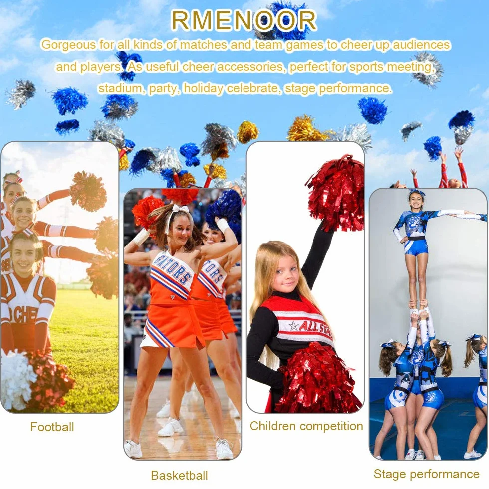 Cheerleading Pom Poms 12 Pz Plastica Cheerleader Anello Pom Pom Mano Fiori per Eventi Sportivi