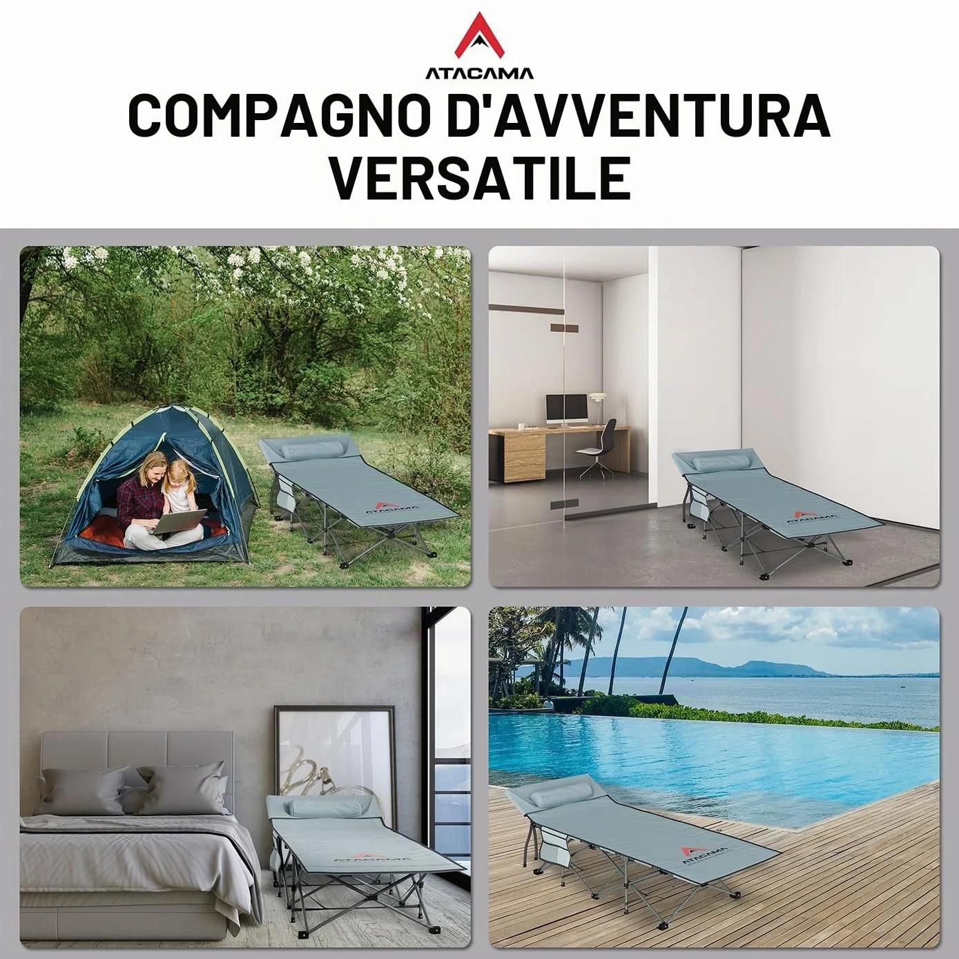 Lettino da campeggio pieghevole ultraleggero XXL portatile per avventure all'aperto carpfishing