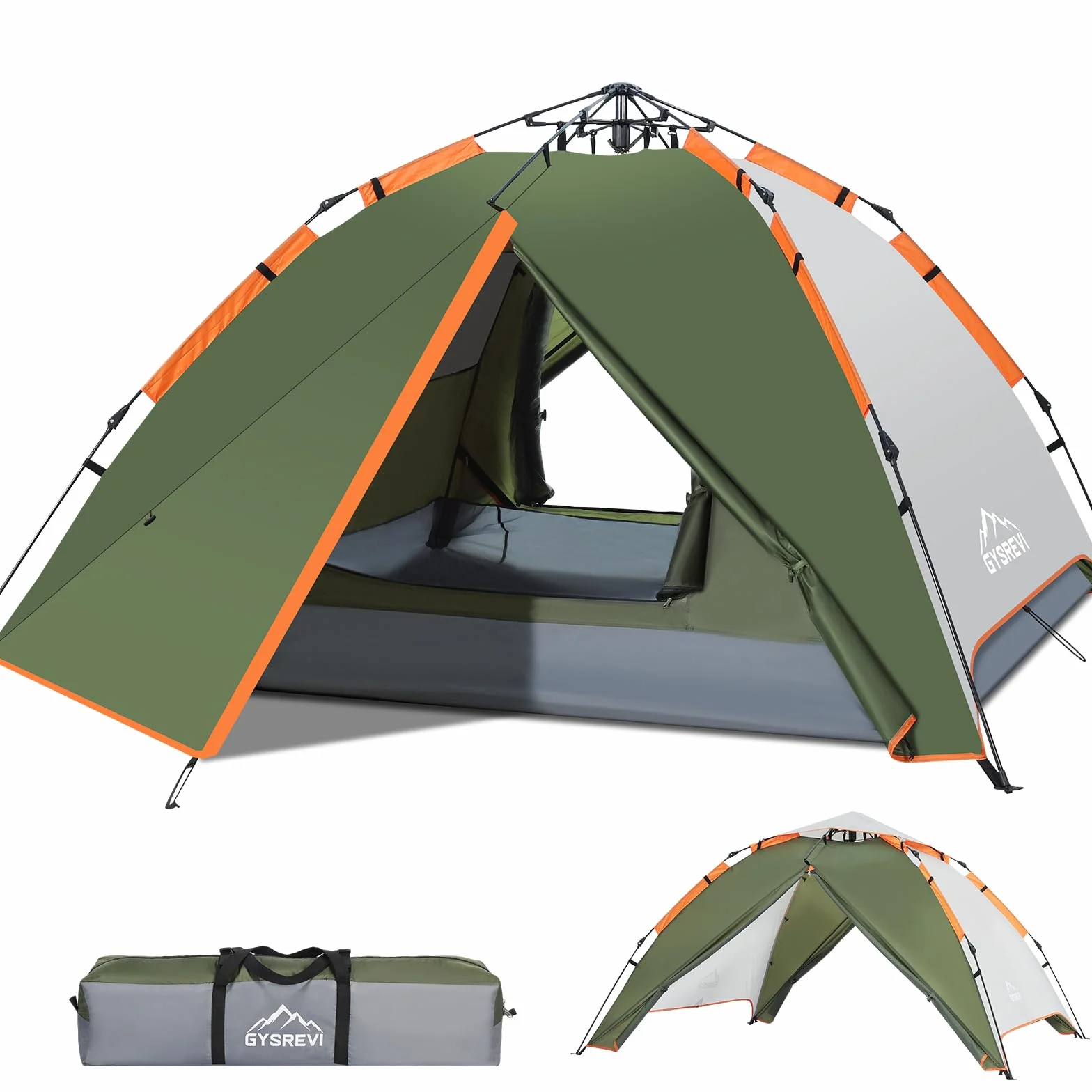 Tenda Campeggio 2-4 Persone Automatica Doppia Porta Anti UV Impermeabile 2 in 1 Interna Esterna