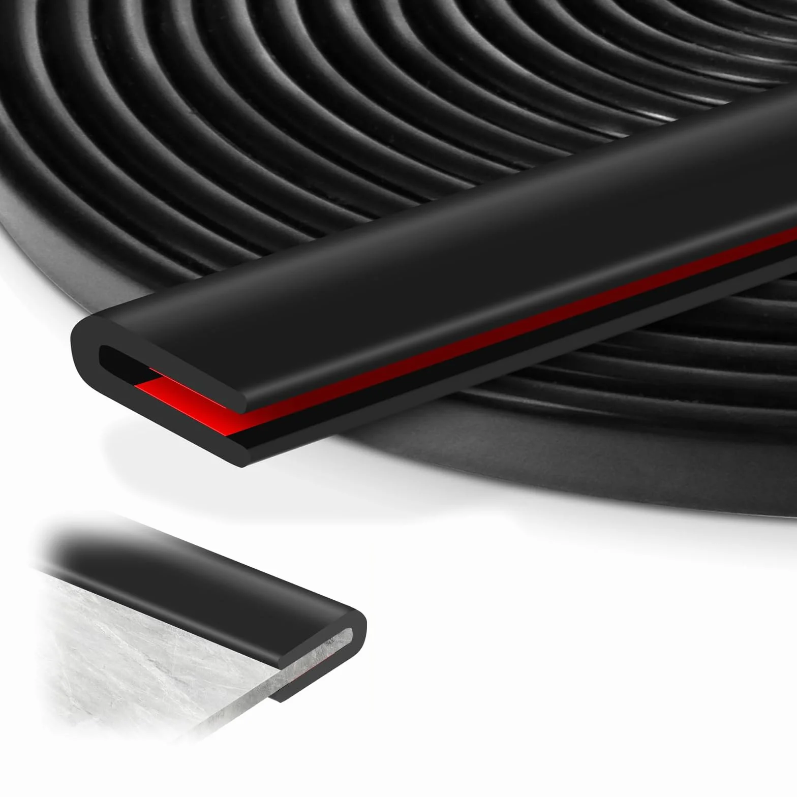 Guarnizione a U, 6 Meter x 1,6 mm Nastro Sigillante a Forma di U, Bordi Portiera Autoadesiva, Profilo Gomma Protezione Bordi per Lamier, per Lamiera, Sportelli di Auto