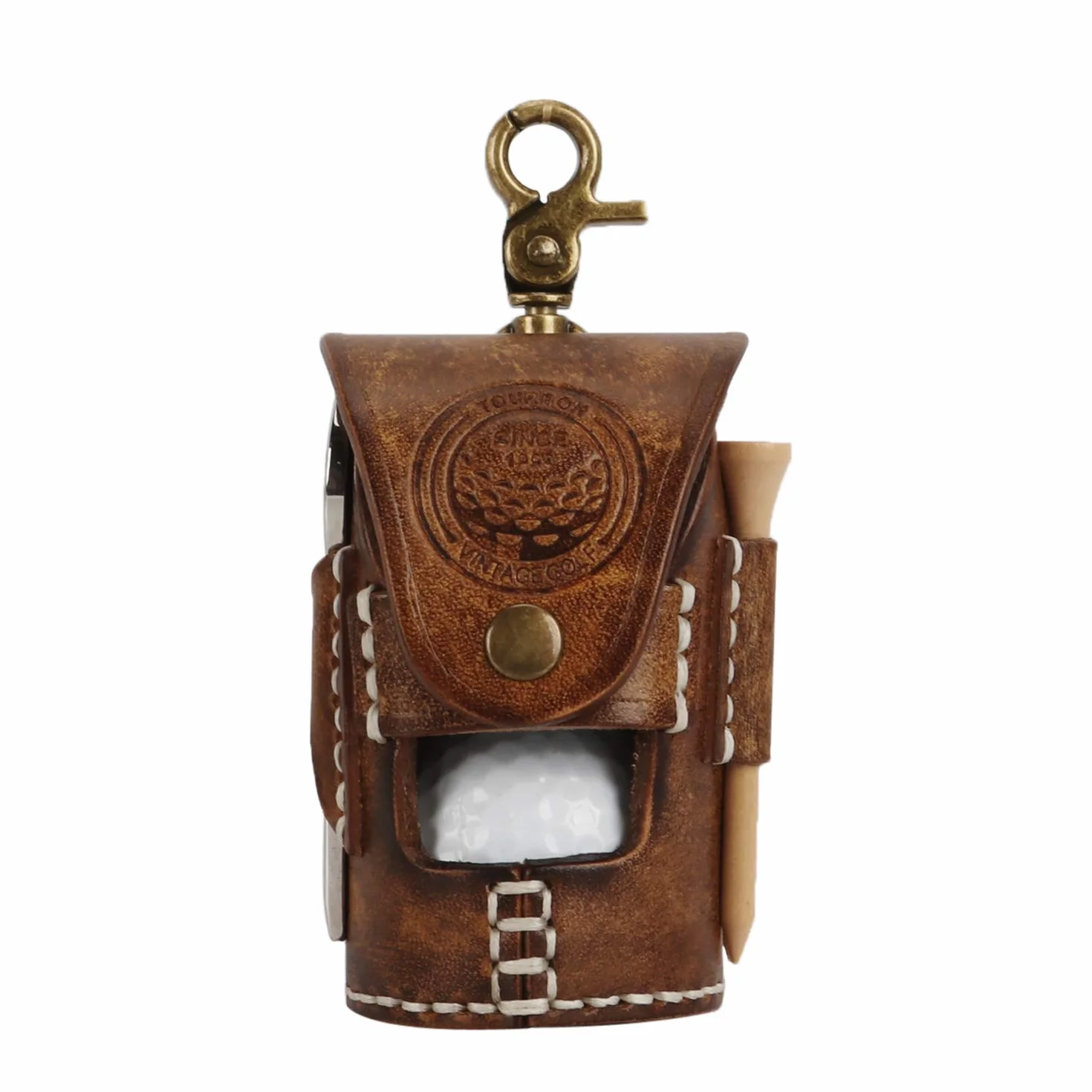 Mini borsa porta palline da golf in pelle vintage classico