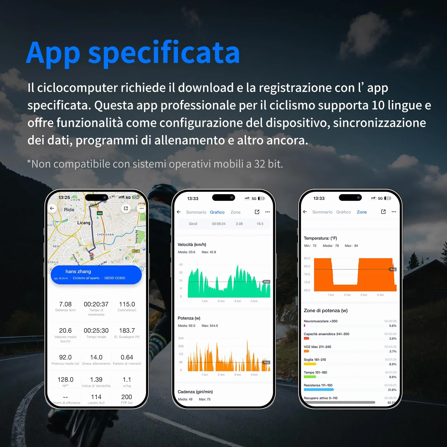 GEOID CC600 Ciclocomputer GPS Bici 2,4" Schermo a Colori Bluetooth WiFi ANT+