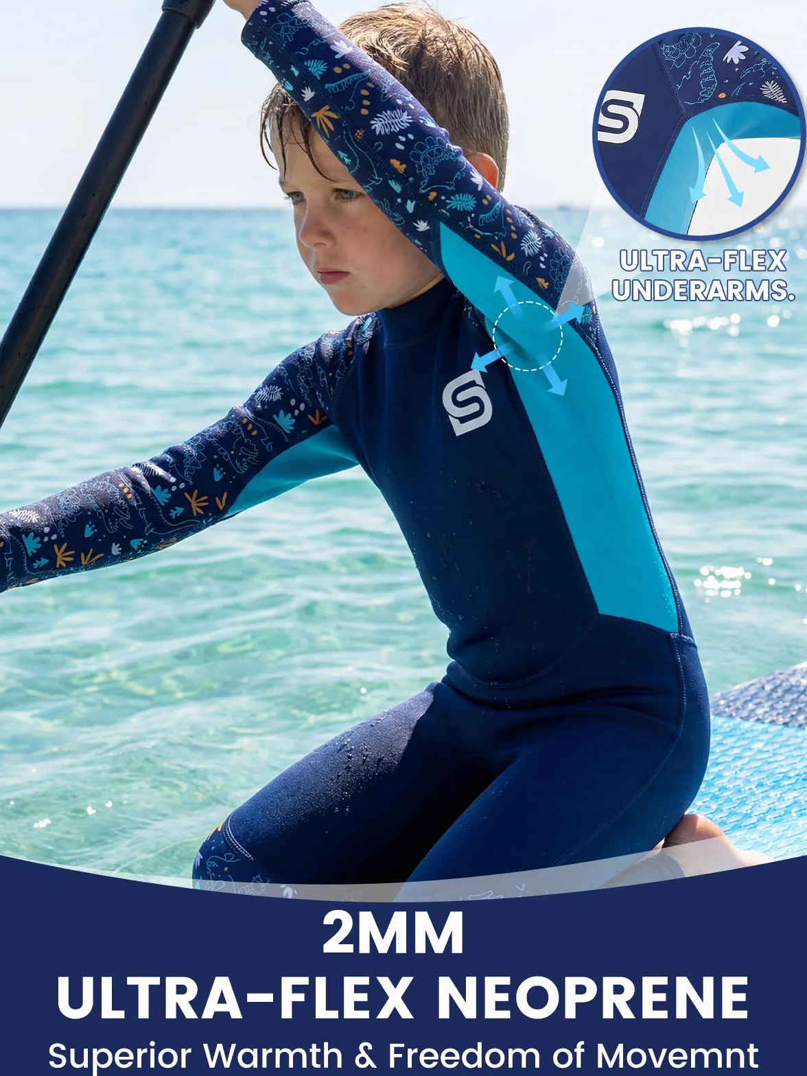 Neoprene Muta per Bambini 2mm Termica UPF50+ Protezione Solare Nuoto Surf Sport Acquatici