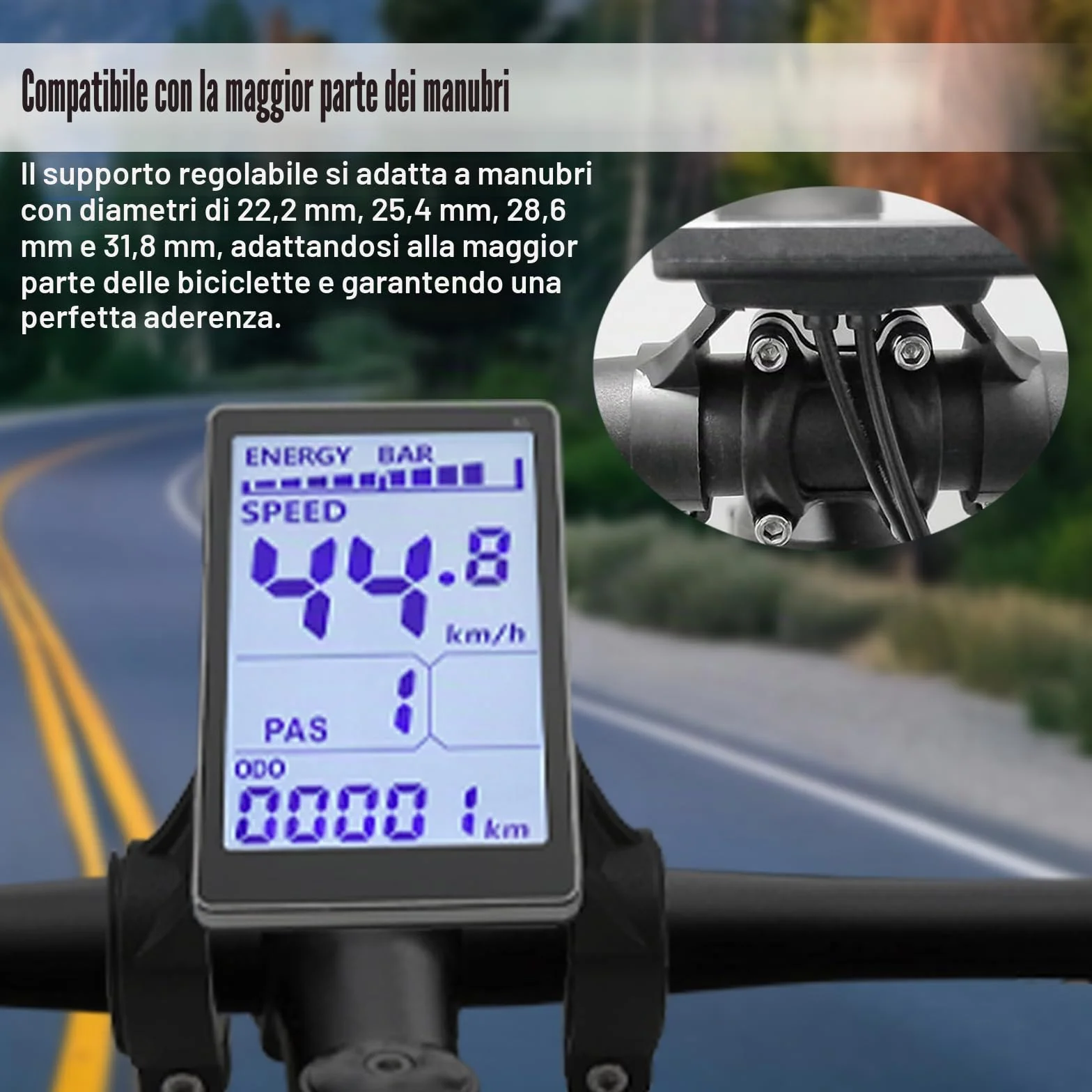 Monitor LCD bici elettrica 24V 36V 48V 60V 5 poli impermeabile scooter elettrico accessori 31,8 22,2 mm