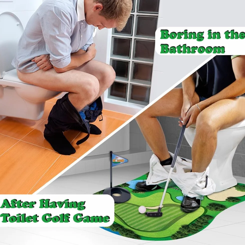 Set Completo da Golf per Toilette YGCHEN con Putter, Palla, Bandierina e Tappetino