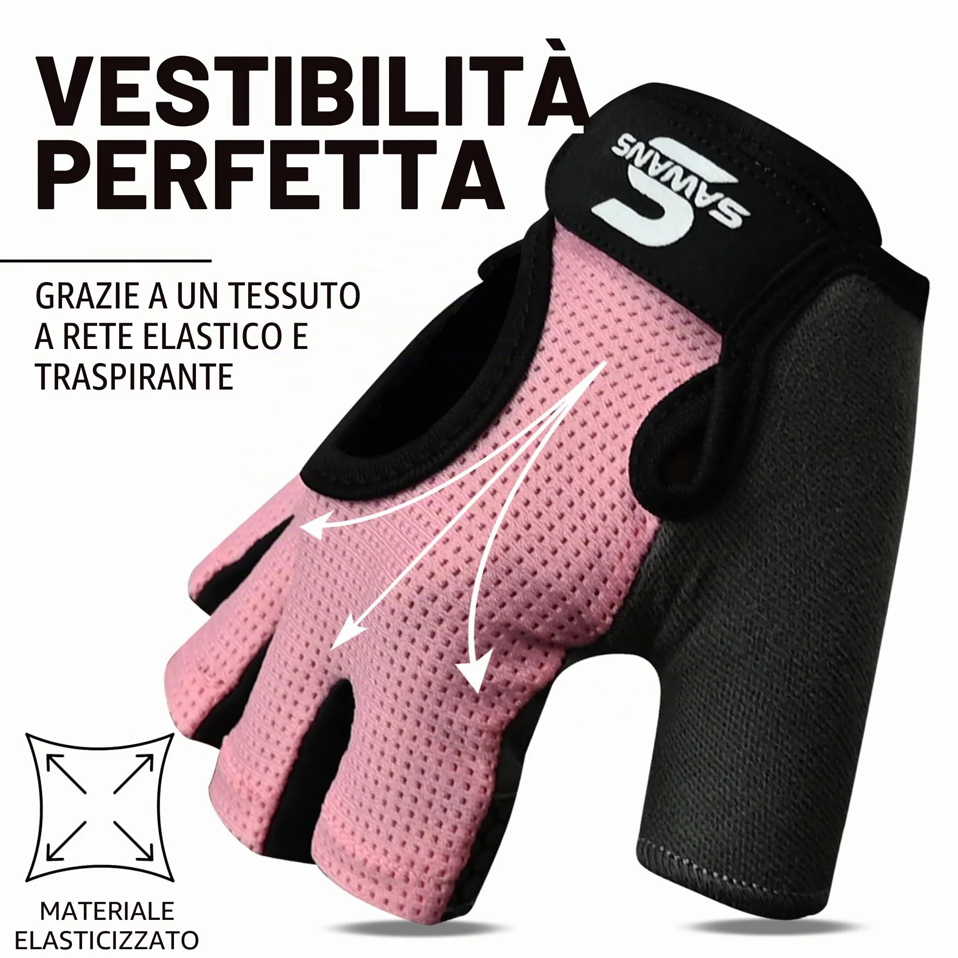 SAWANS Guanti da palestra per sollevamento pesi antiscivolo in silicone imbottito Palm Grip