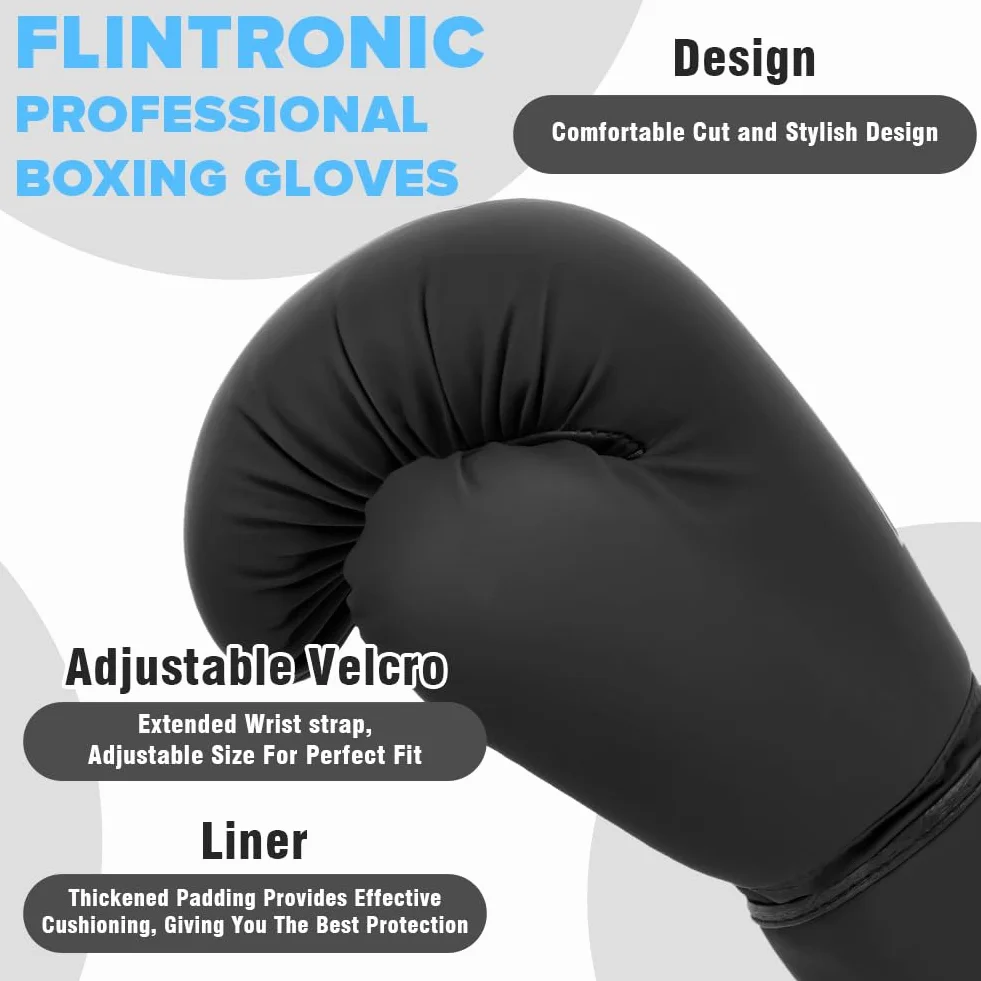 Flintronic Guantoni da Boxe in Pelle, Guantoni Boxe Unisex Adulto per Muay Thai, MMA e Allenamento