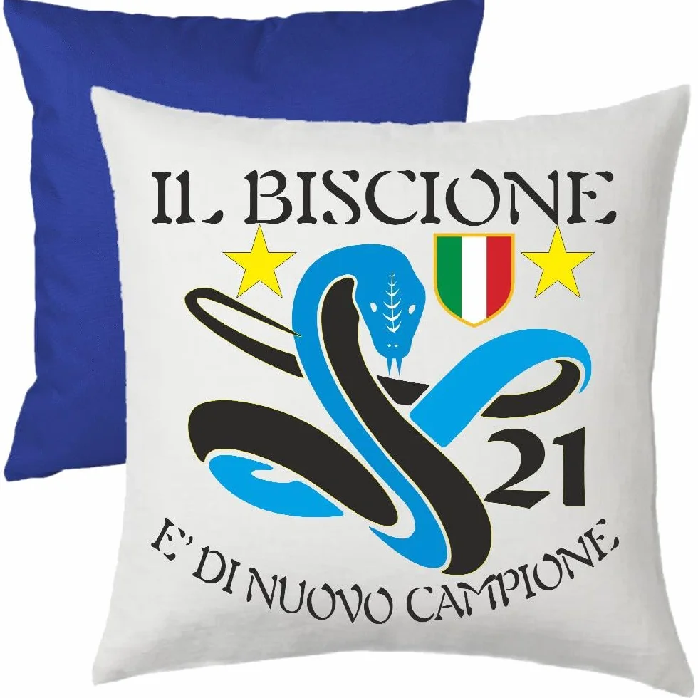Cuscino Calcio Scudetto Inter-Nazionale Campioni D'Italia 2025/2026 21 Scudetti Seconda Stella 38x38 cm