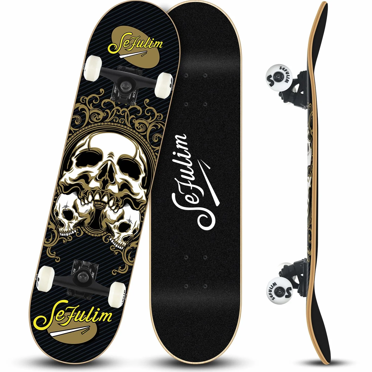 31 x 8 Pollice Completo Skateboard 7 Strati Acero Canadese Doppio Kick Deck Concavo Cruiser Trick Skateboard per Ragazzi Ragazze Adolescenti Adulti Principiante