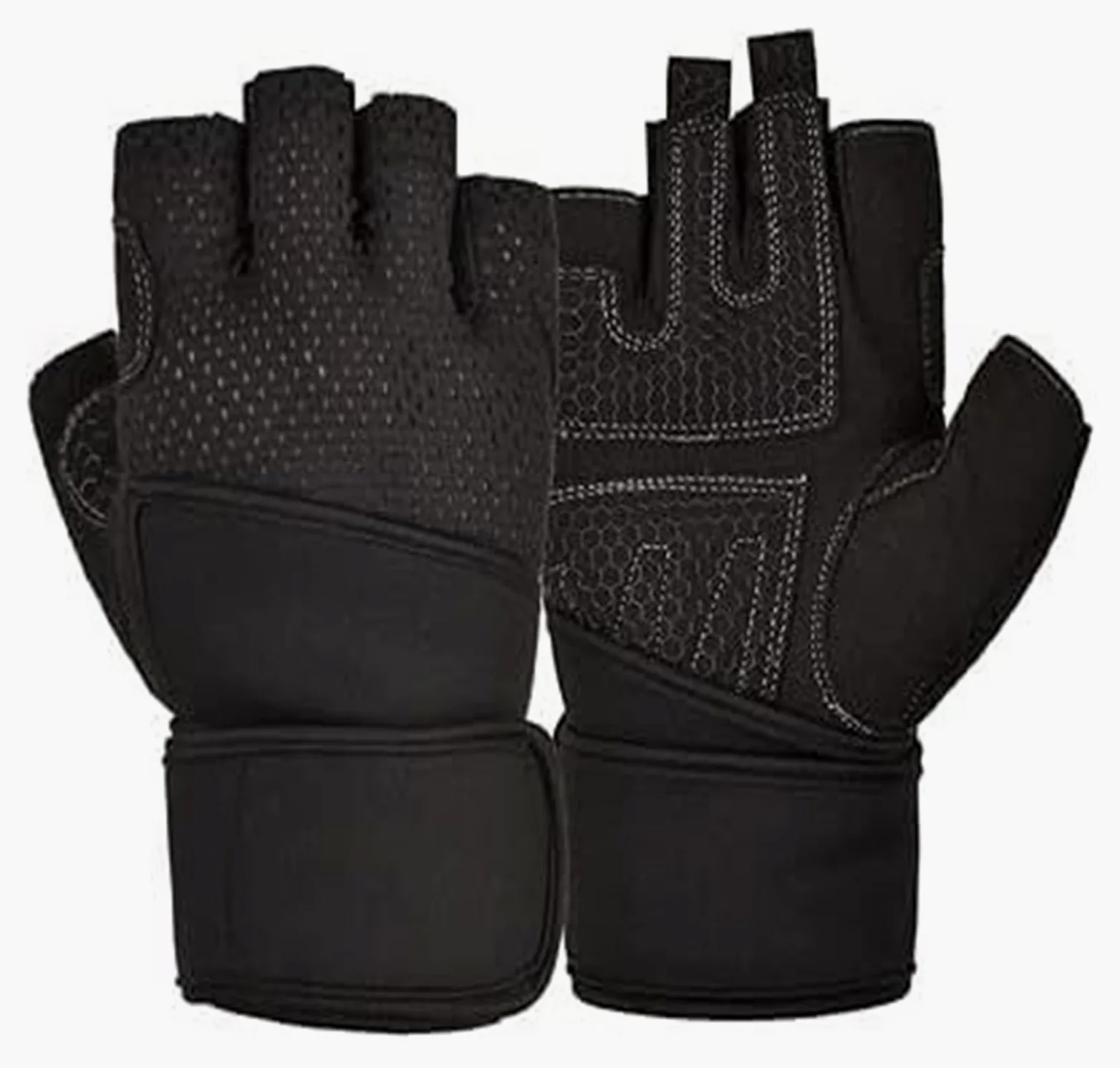 Guanti da guida senza dita, Guanti sportivi, Guanti mezze dita, Guanti da palestra Guanti traspiranti for sollevamento pesi con supporto completo for il polso Imbottito for uomini e donne Protezione m