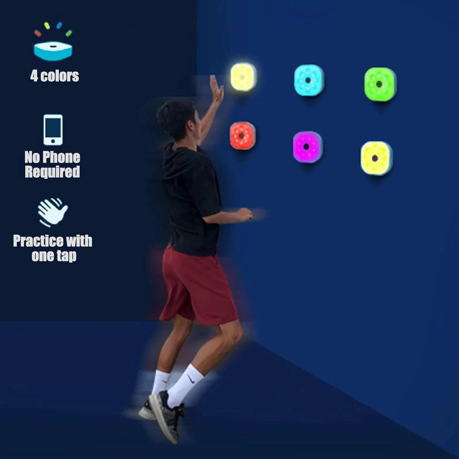 Luci per Allenamento di Reazione, Lampada Fitness Agile con Telecomando, 4 Modalità 4 Colori, Visione 270°