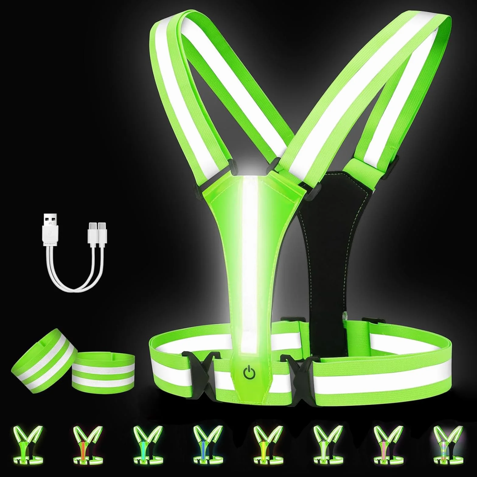 LED Gilet Catarifrangente Ricaricabile USB per Running Ciclismo Jogging Notturni