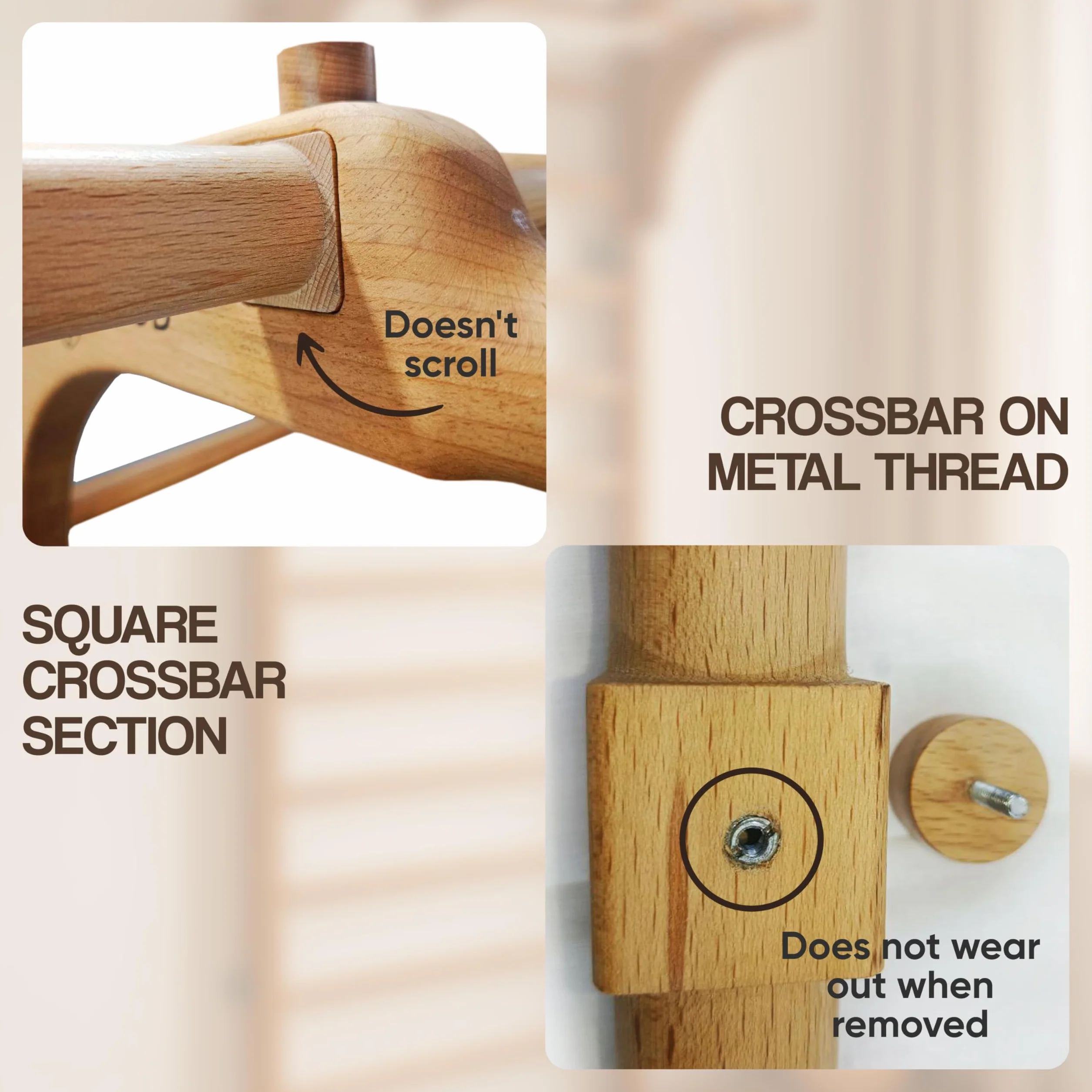 Timbergood Scala svedese barre da parete con barra di trazione rimovibile legno di faggio massello
