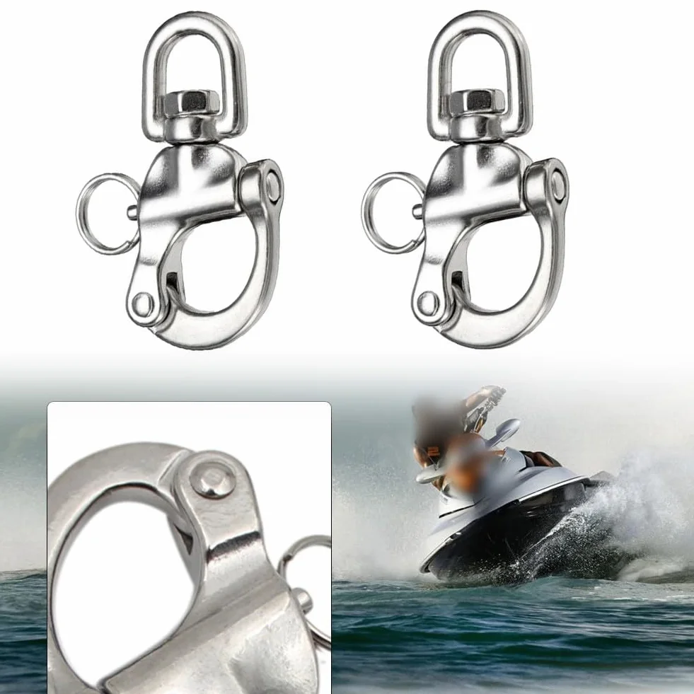 Moschettone a sgancio rapido in acciaio inox 316 70 mm per barca e vela