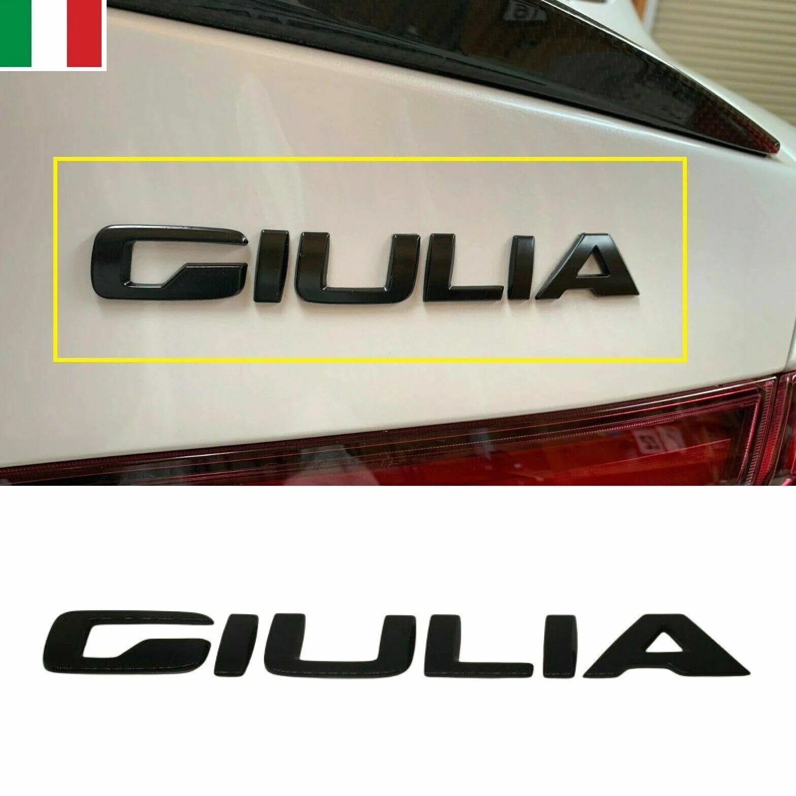 Scritta Logo Posteriore per Alfa Romeo Giulia Nero Lucido Fregio