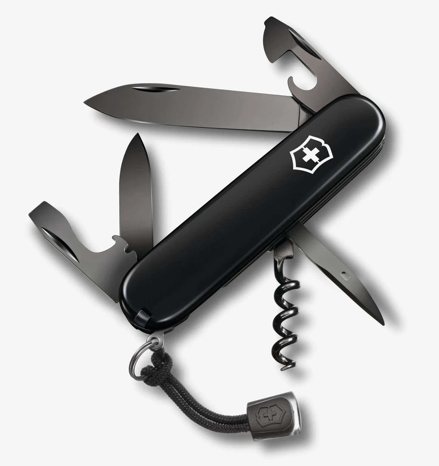 Victorinox, Spartan Onyx Black, Coltellino Svizzero, Originale, Multiuso, Campeggio, 13 Funzioni, Lama, grande, Cavatappi