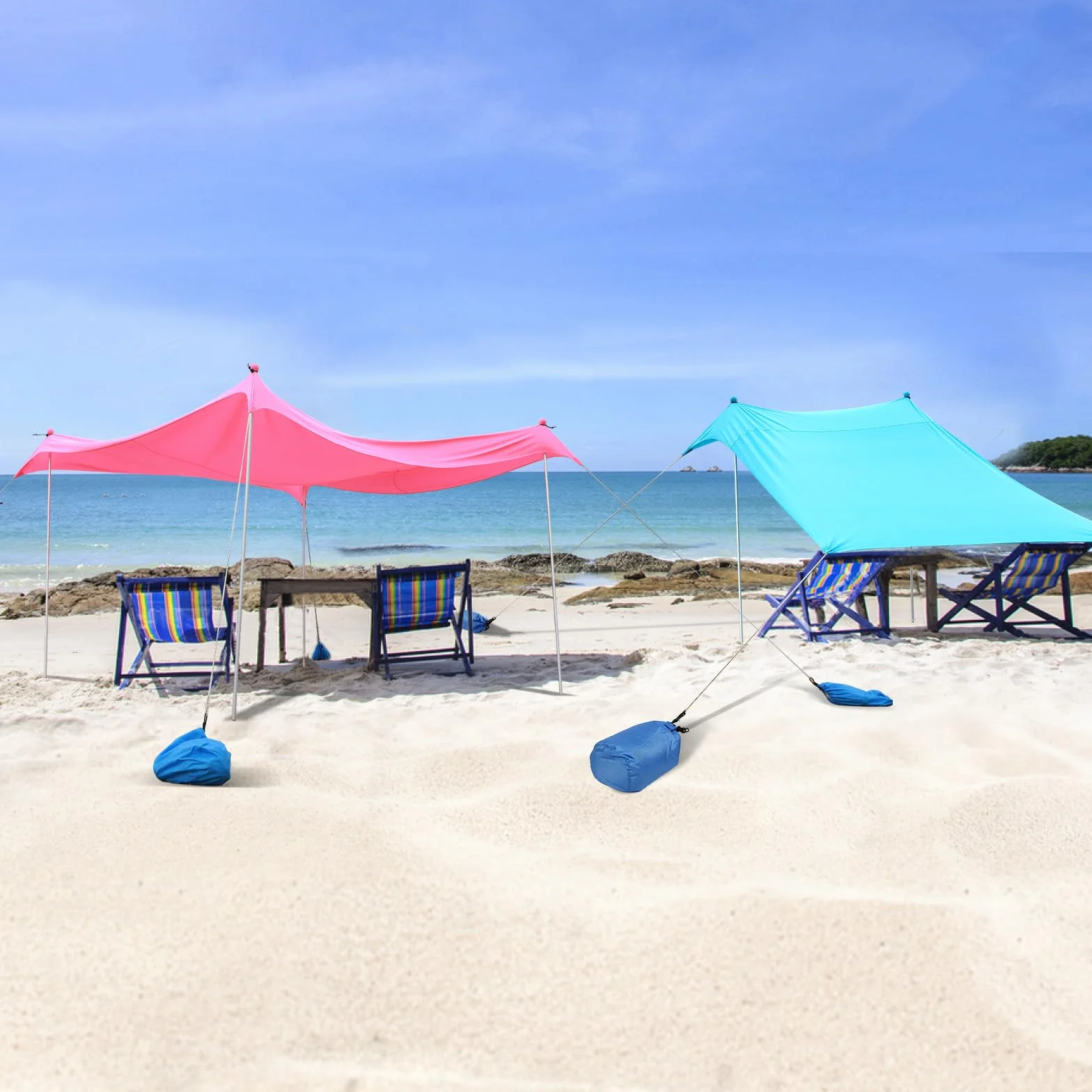 JAICOM Tenda da spiaggia, 2.1m x 2.1m Parasole Portatile, Protezione UV UPF 50+, Adatto per l'ombra in Spiaggia, il Campeggio, la Pesca e il Patio