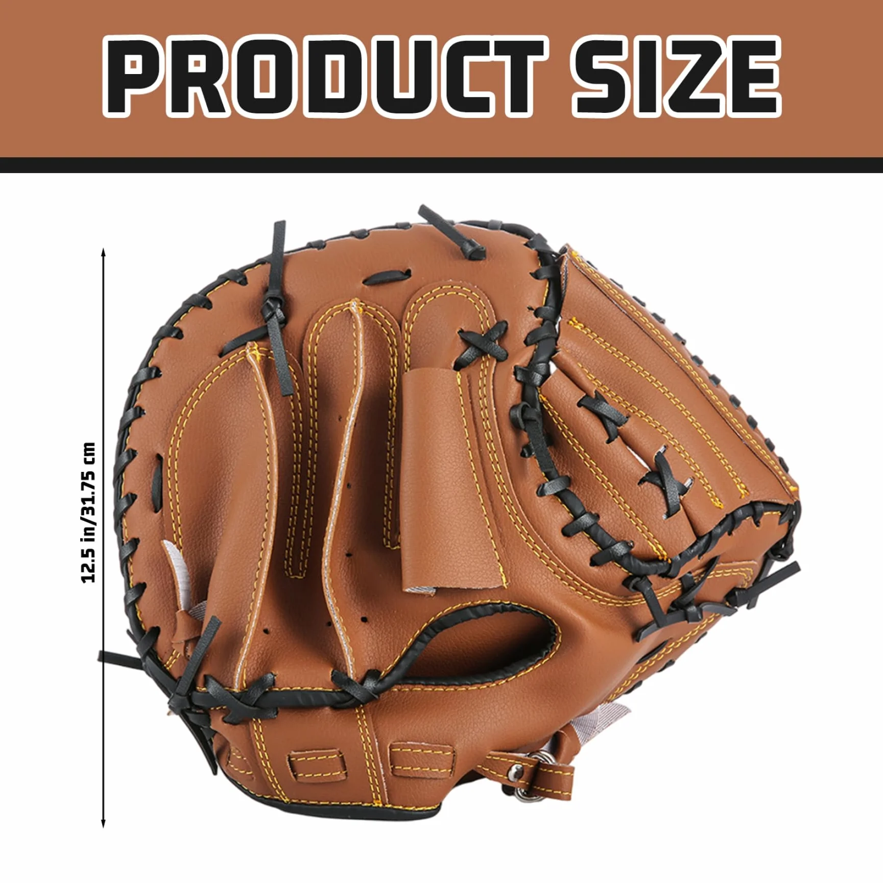 Guanto da baseball per adulti, guanto da ricevitore da softball da 12, 5 pollici, guantoni da softball in pelle PVC ispessita, lanciatore da baseball riutilizzabile