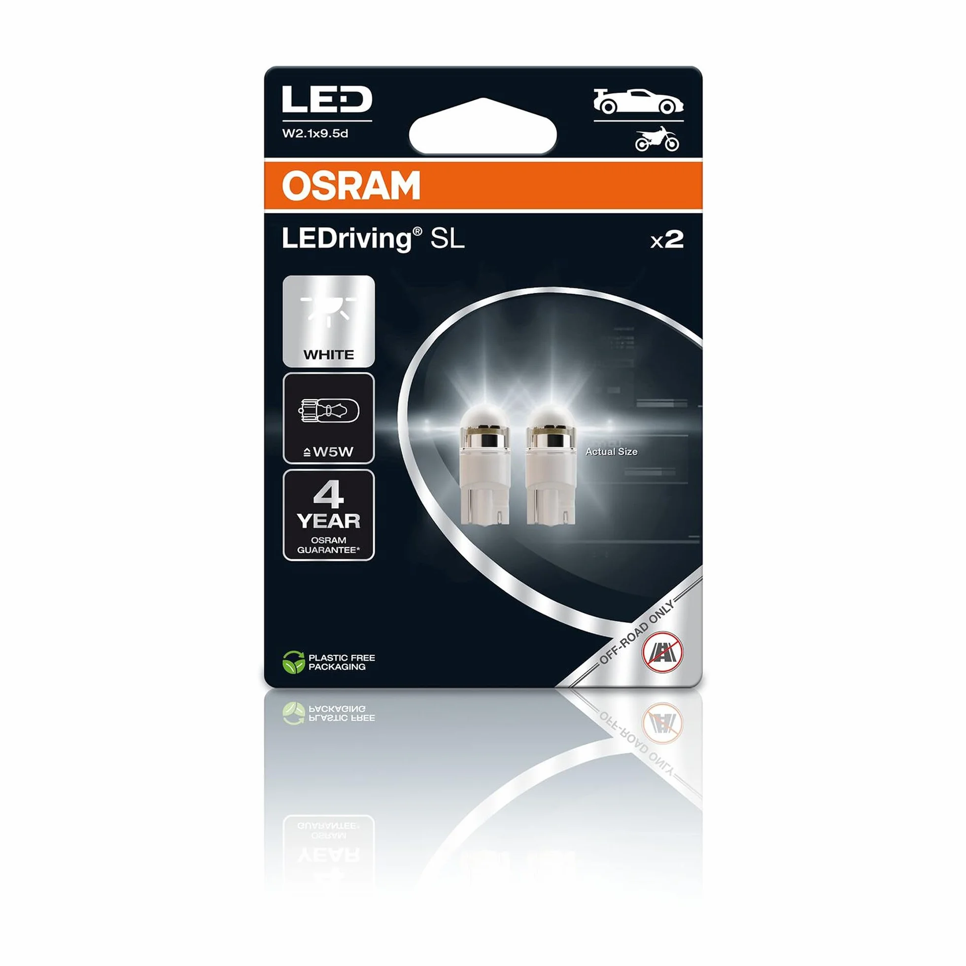 OSRAM LEDriving SL, W5W, Bianco 6000K, Double Blister (2 lamps), LED Retrofit, offroad use only