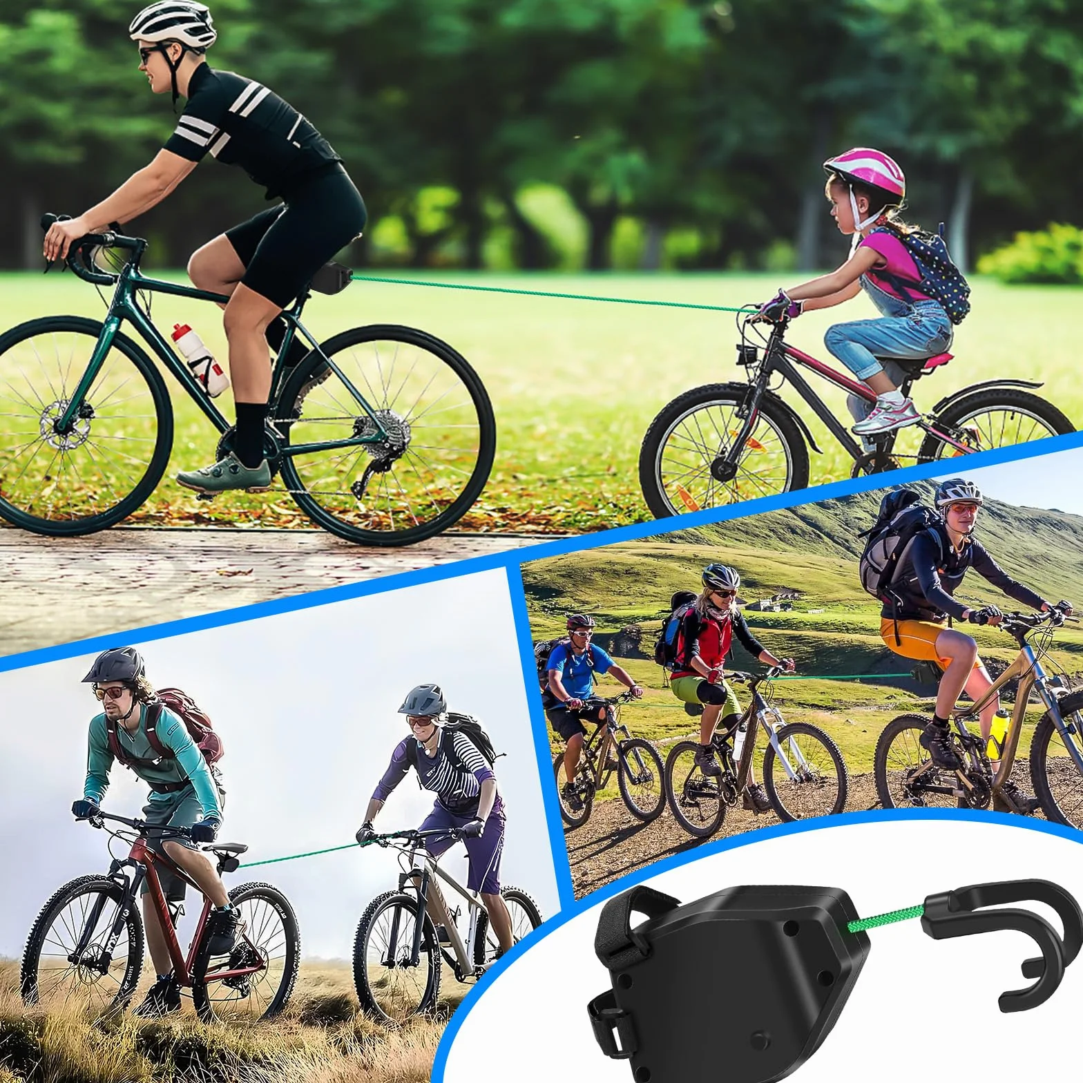 Corda di Traino per Biciclette per Bambini 2.5M Fune Traino Bici Bambino Extra Robusta Leggera Bar Trazione Velo Bambino MTB E-Bike