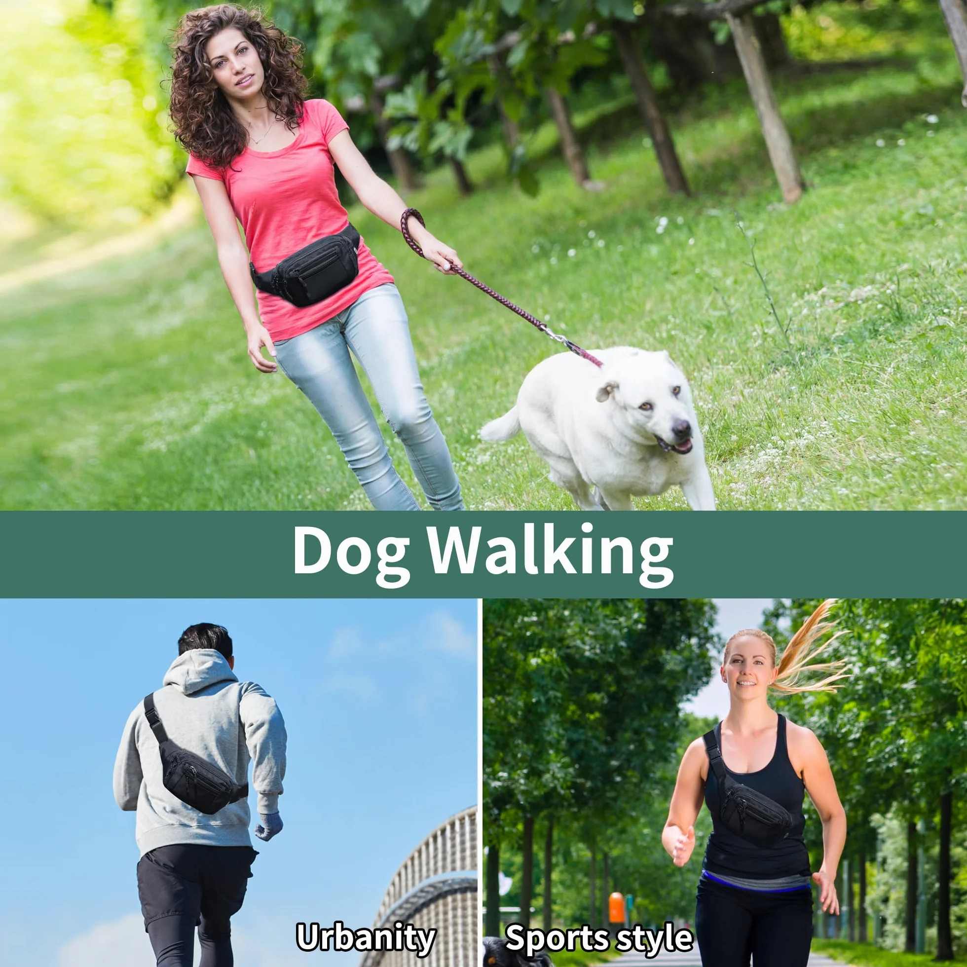 Marsupio Uomo Donna Sportivo Impermeabile Cintura Regolabile 30 cm 6 Tasche Cerniera Outdoor Passeggiate Escursionismo Trekking Ciclismo Viaggio